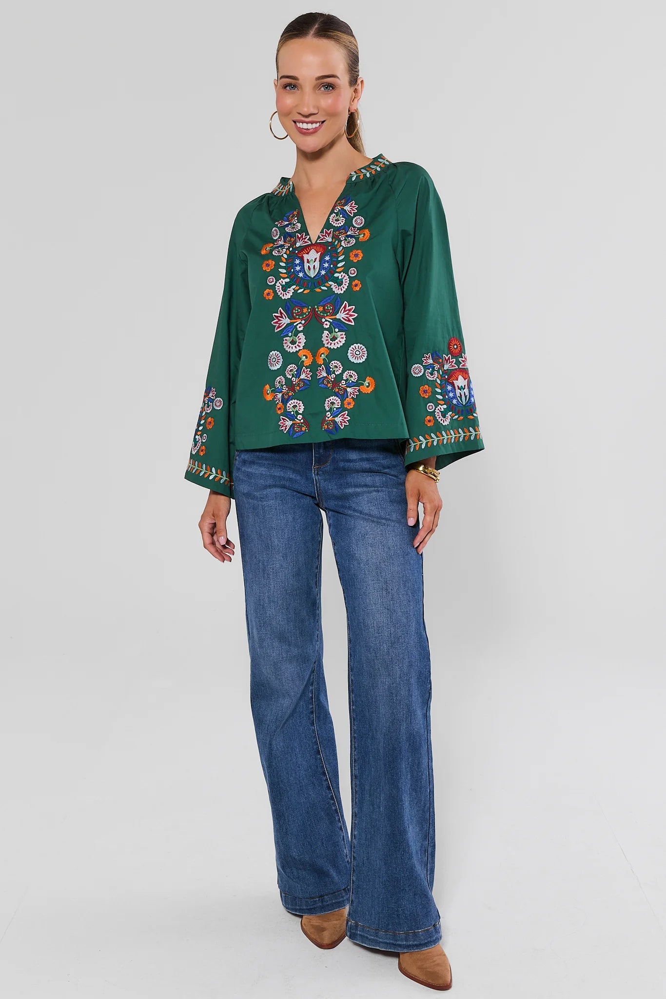 Mirabelle Green Embroidered Top