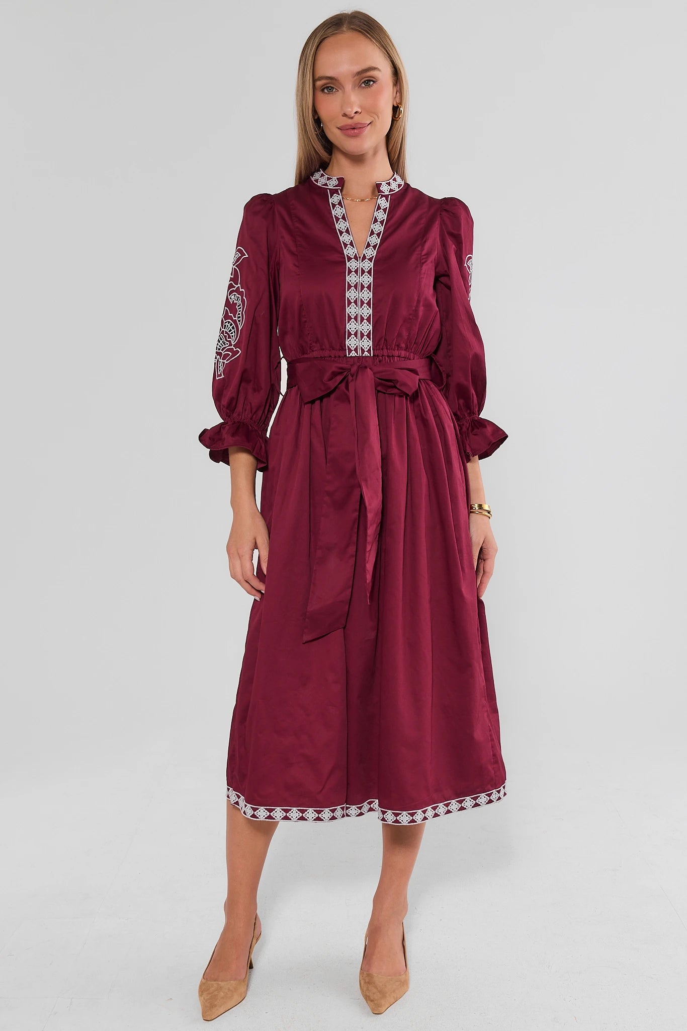 Deanna Embroidered Midi Dress