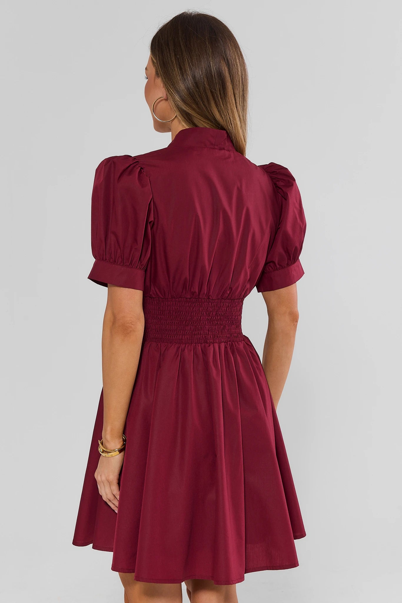 Audra Maroon Zip Up Short Dress