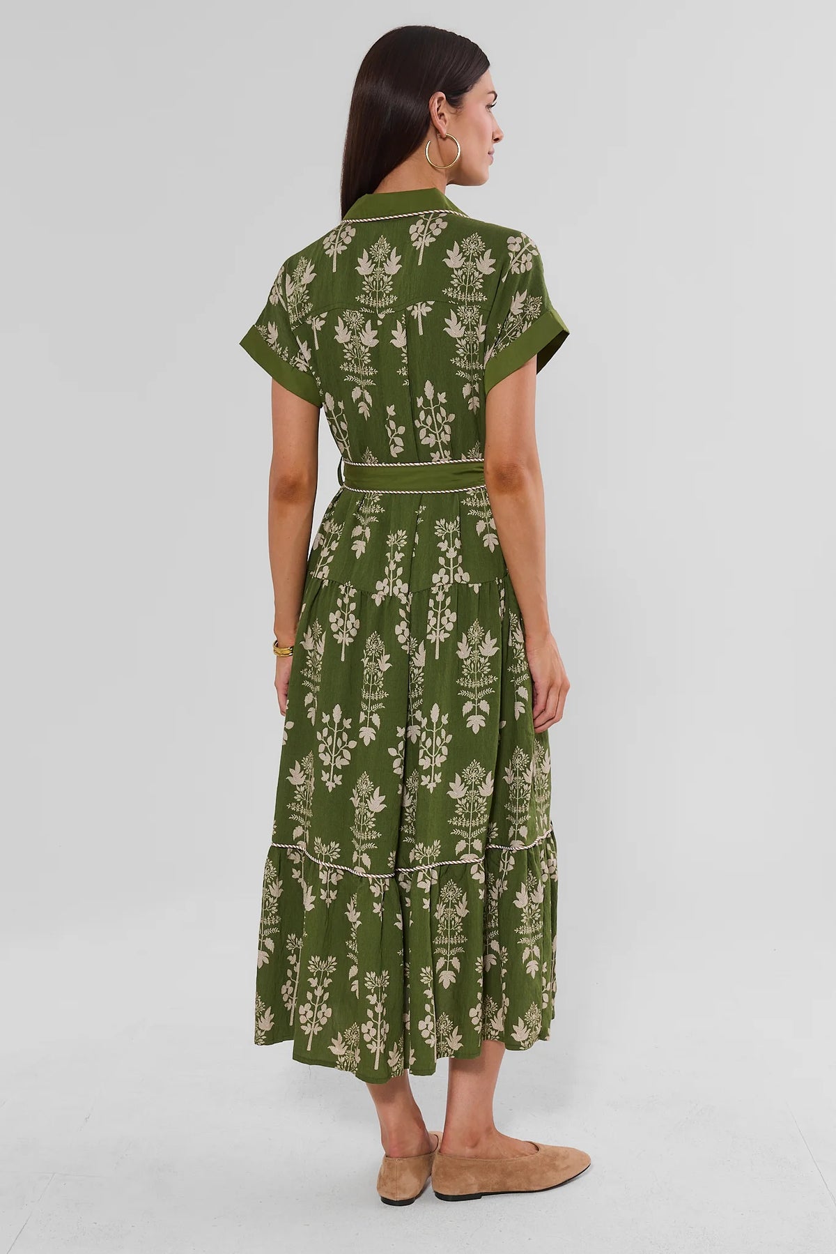 green color combination dresses Floral Midi Dress | Avara Lehenga