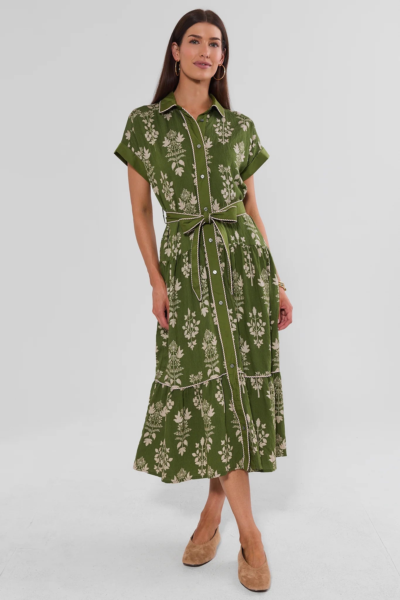 Cleo Green Printed Midi Dress