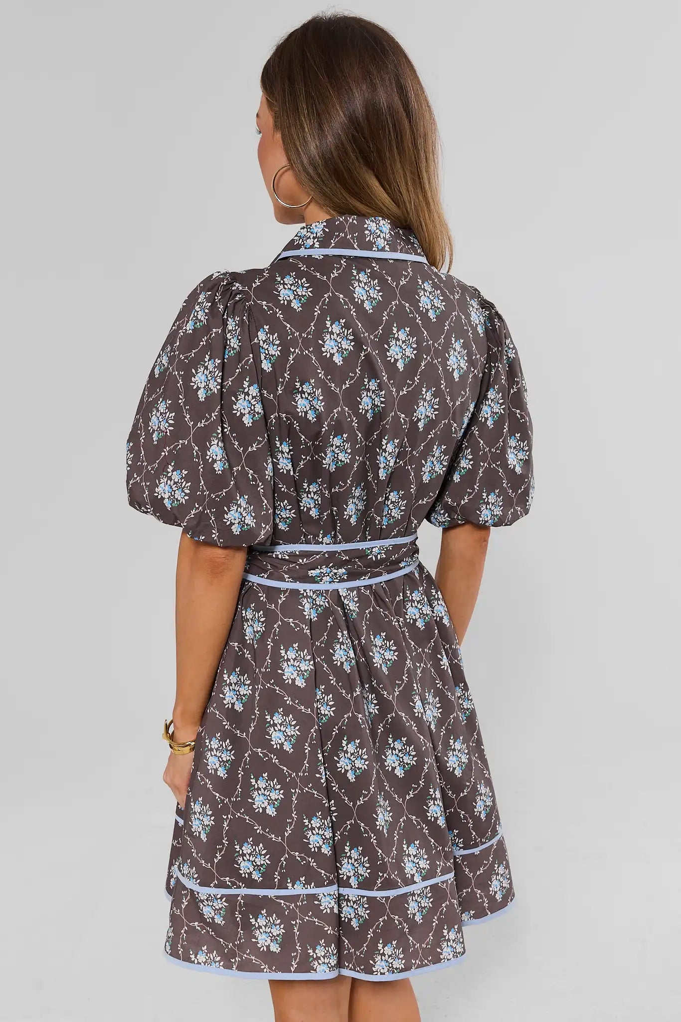 Regan Brown Floral Print Short Dress