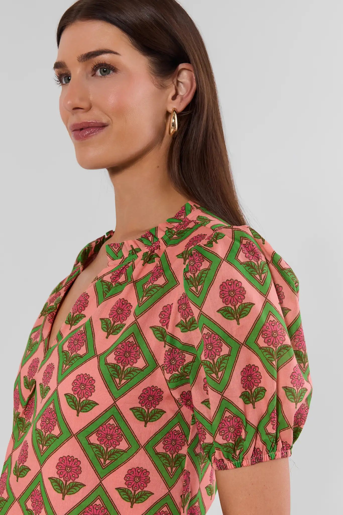 Maleigh Coral Floral Print Top