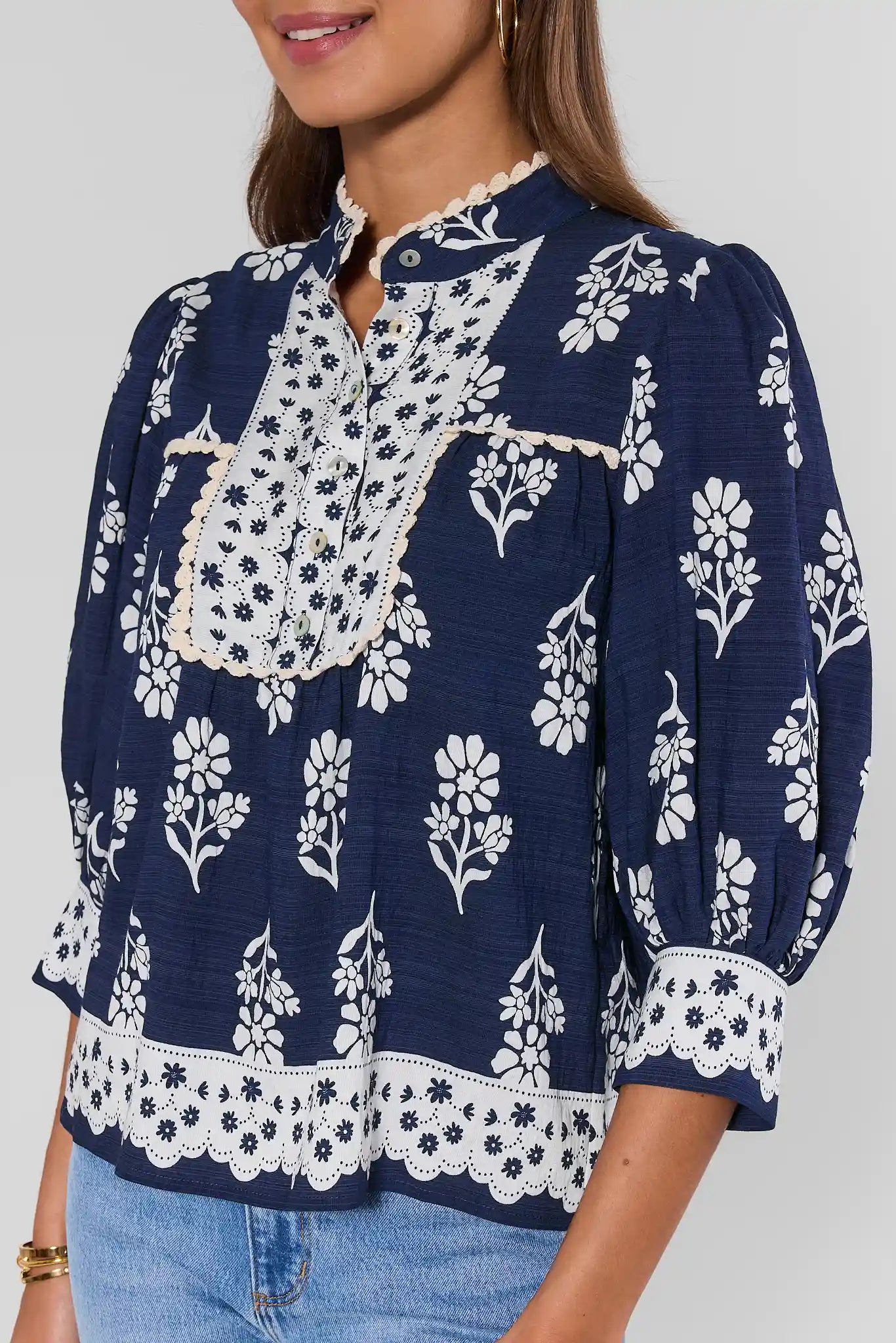 Collier Navy Printed Top by THML