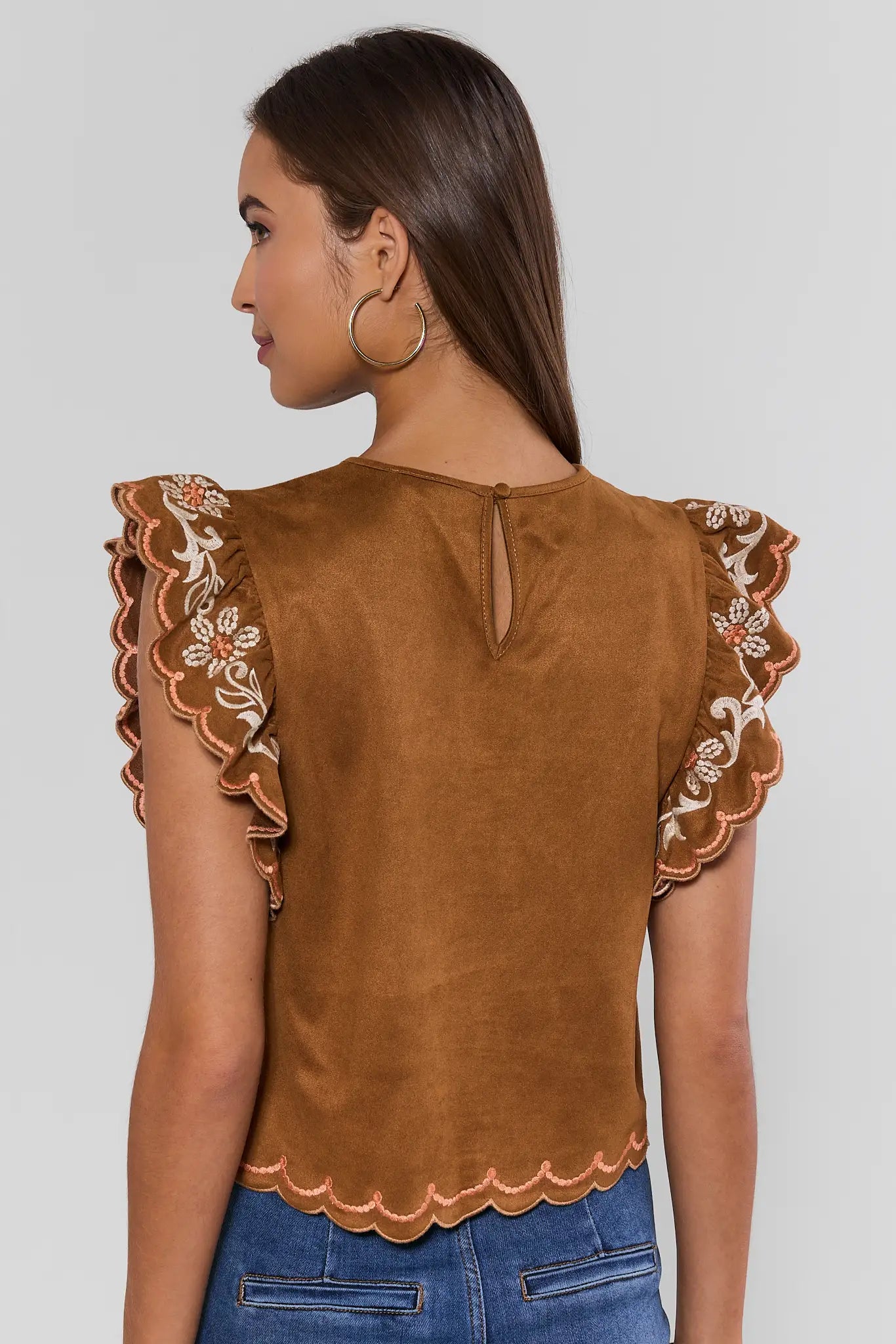 Abby Brown Embroidered Top by THML