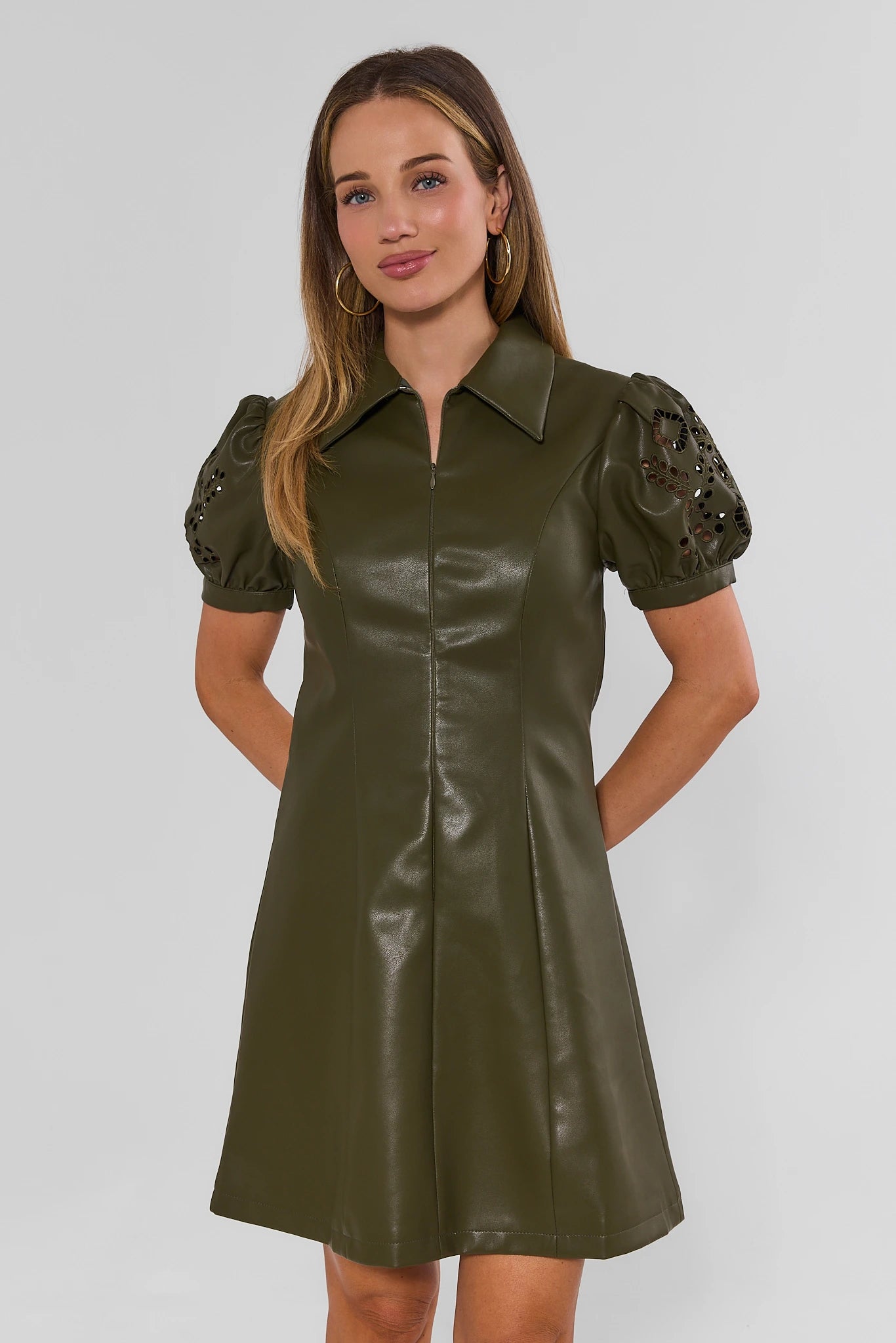 Anna Green Faux Leather Short Dress