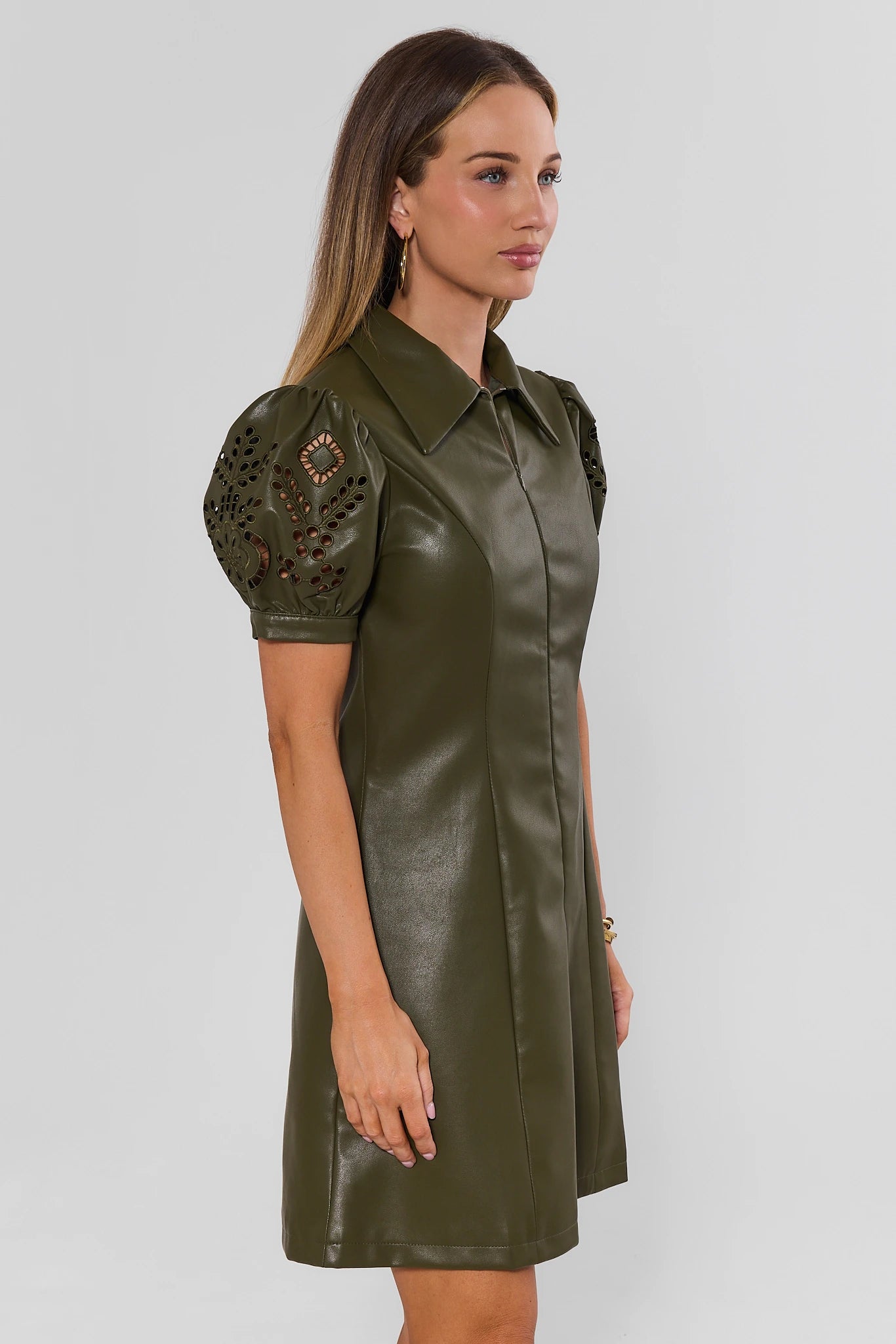Anna Green Faux Leather Short Dress