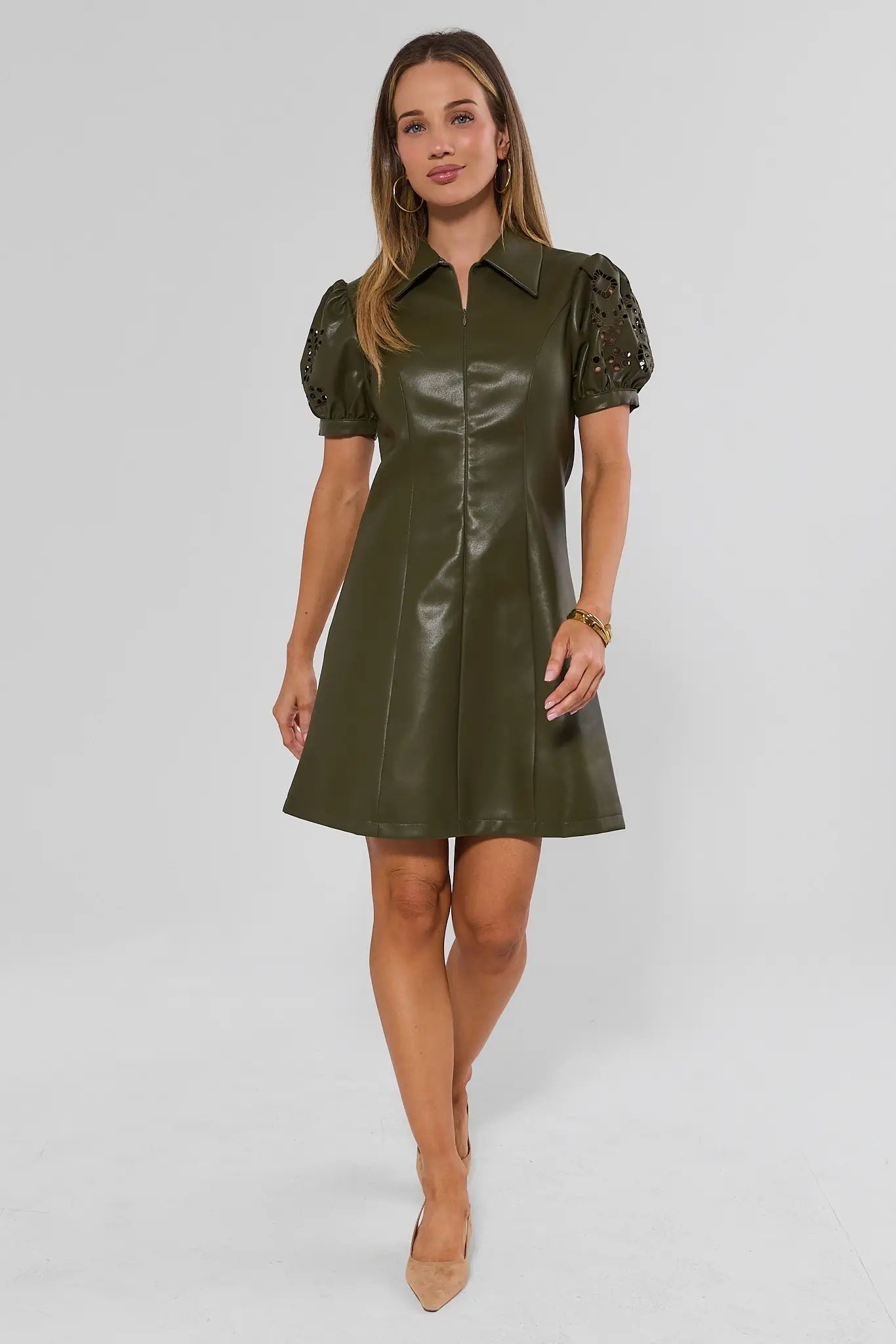 Anna Green Faux Leather Short Dress