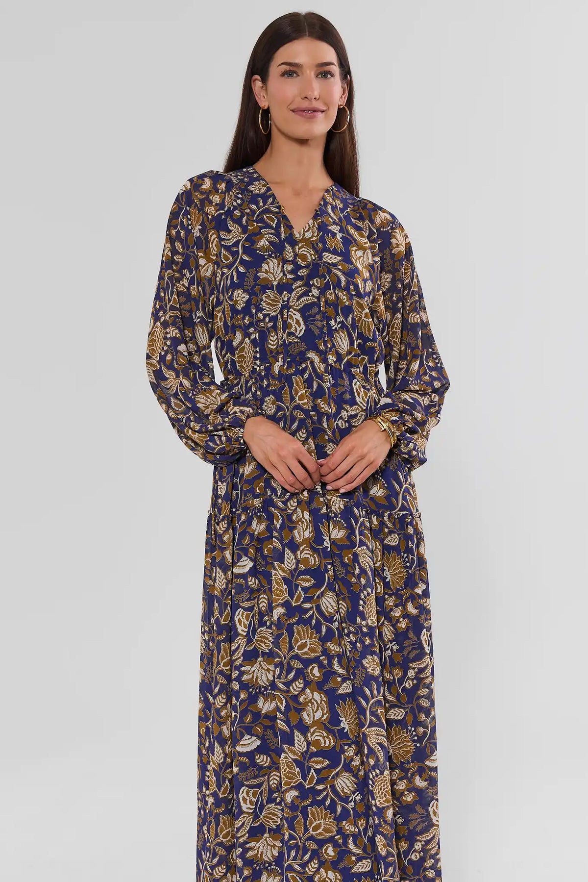 blue floral long sleeve maxi dress Navy Print V-Neck Long Beaded Formal All RTS and everyday comfort Shoe Size:7 (40 EU)
