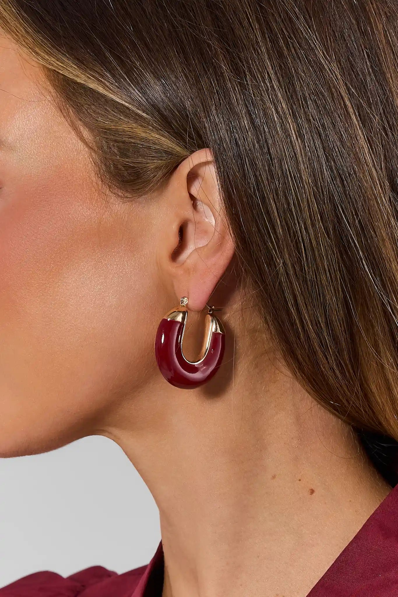 Burgundy Hoop Earrings