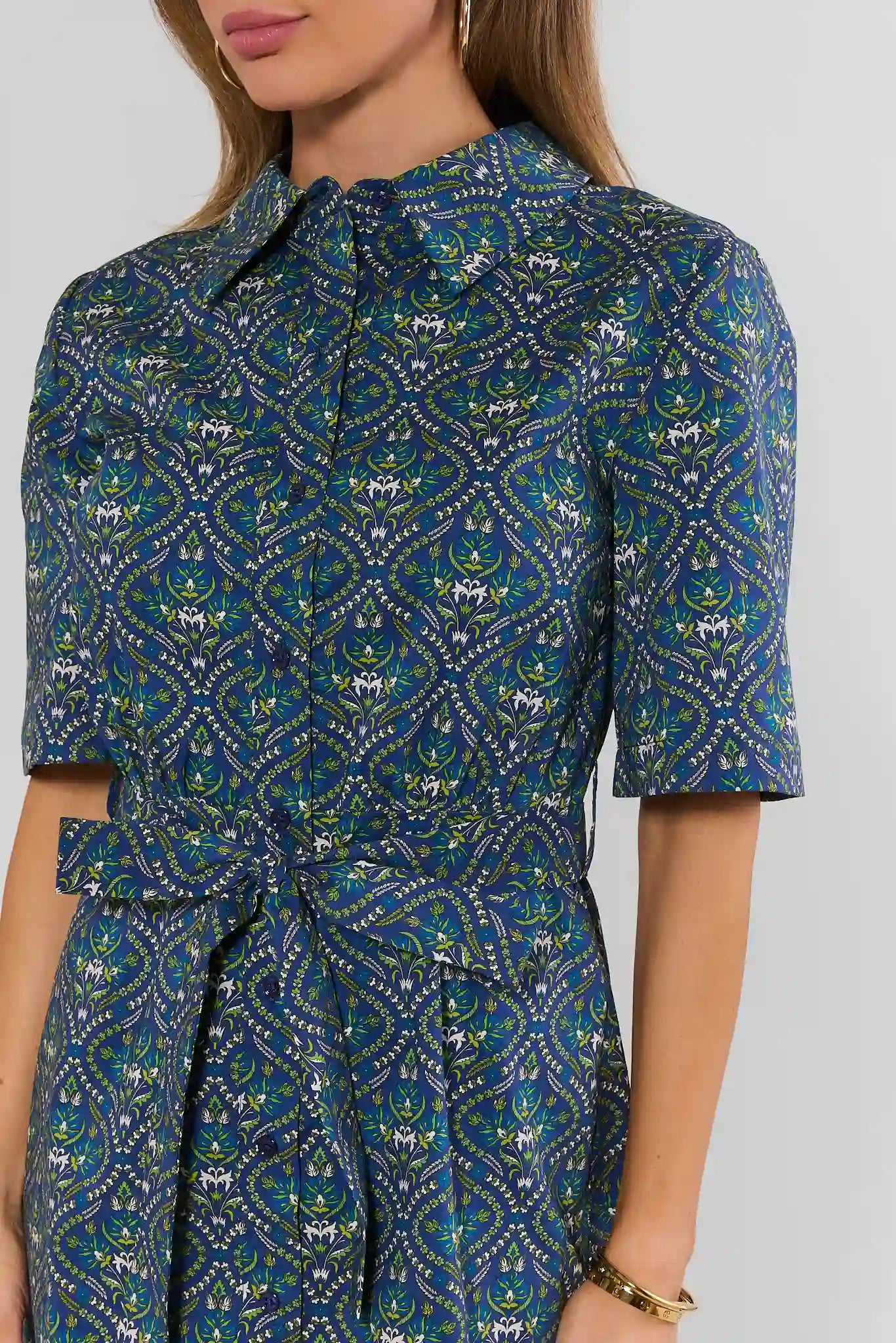 Allison Navy Printed Short Dress