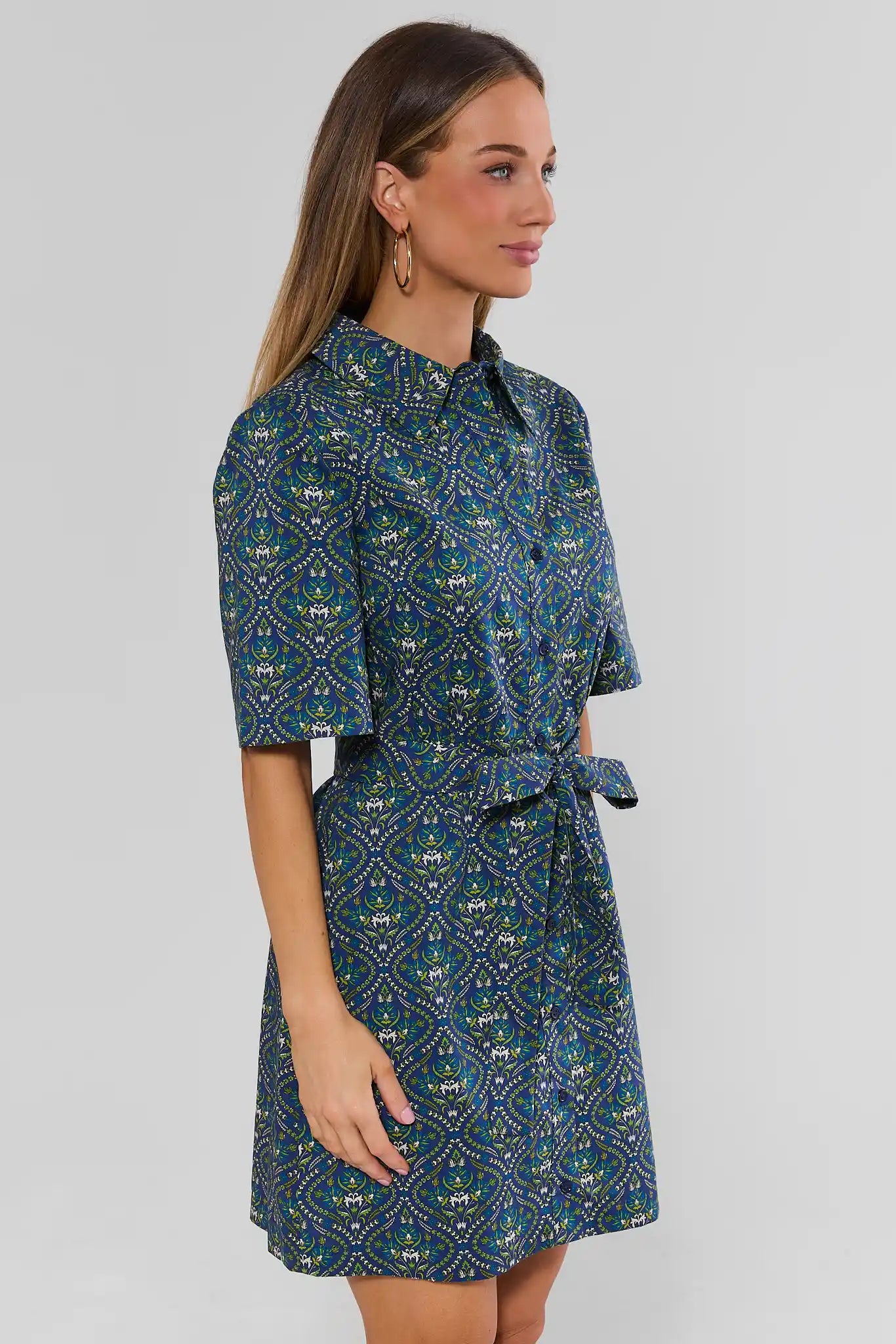 Allison Navy Printed Short Dress