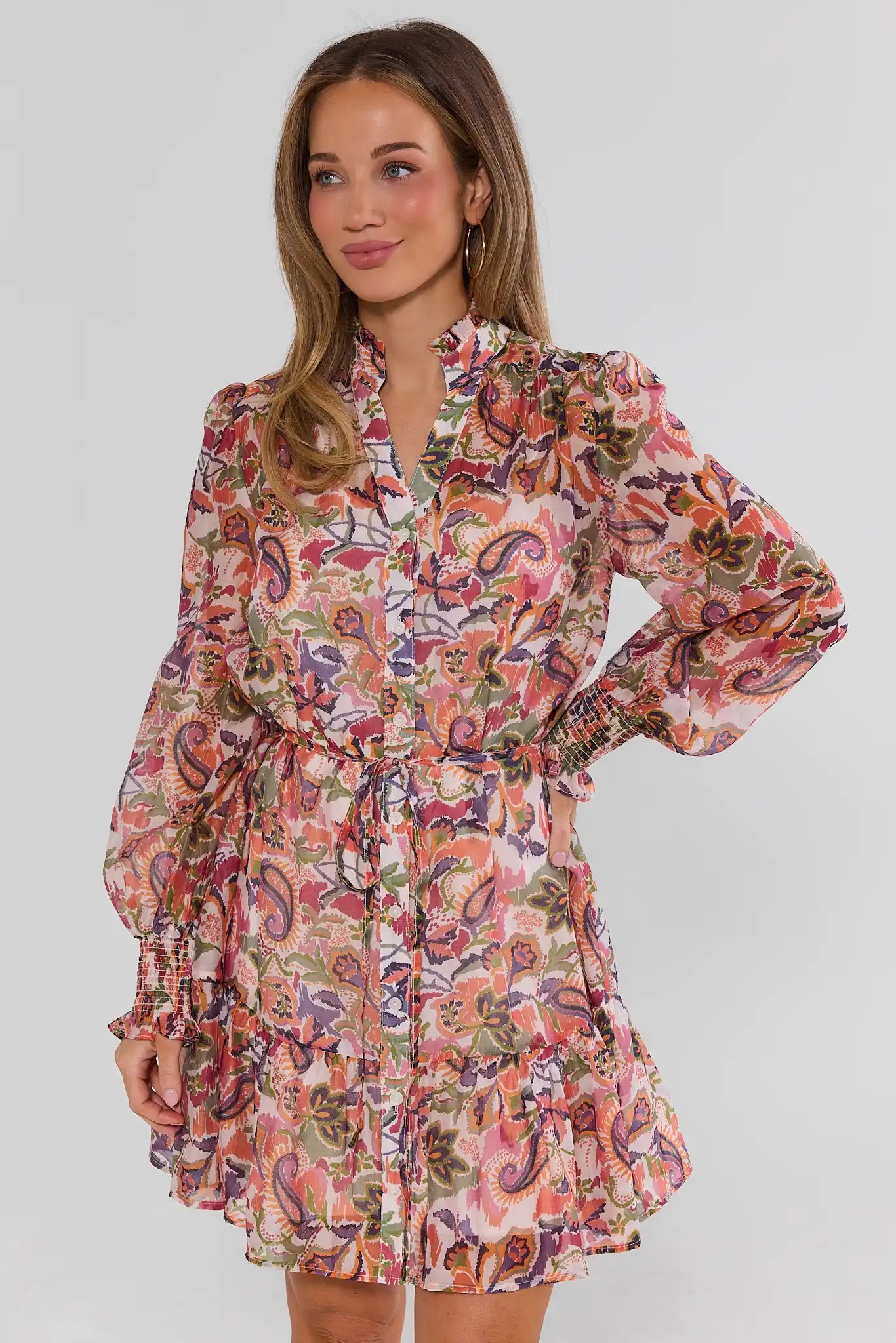 Multi Paisley Print Short Dress