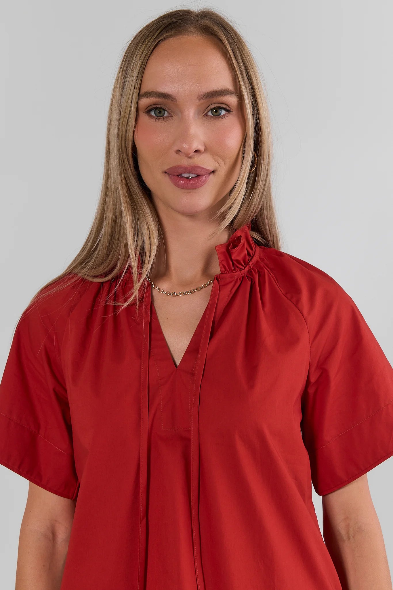 Rust Split Neck Top