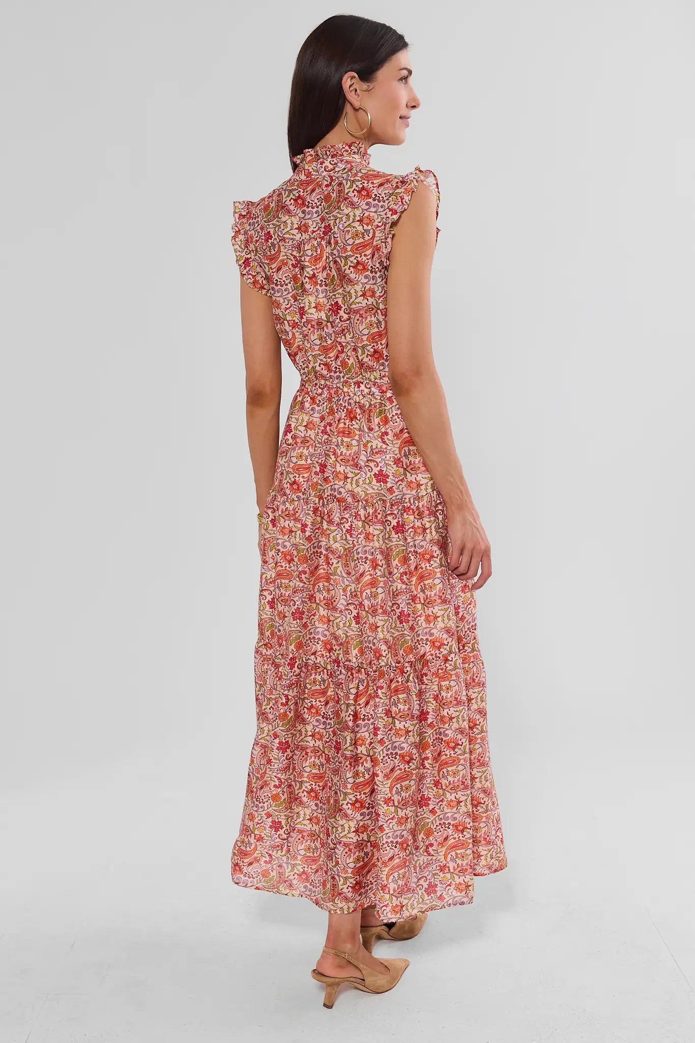 Red Paisley Printed Maxi Dress
