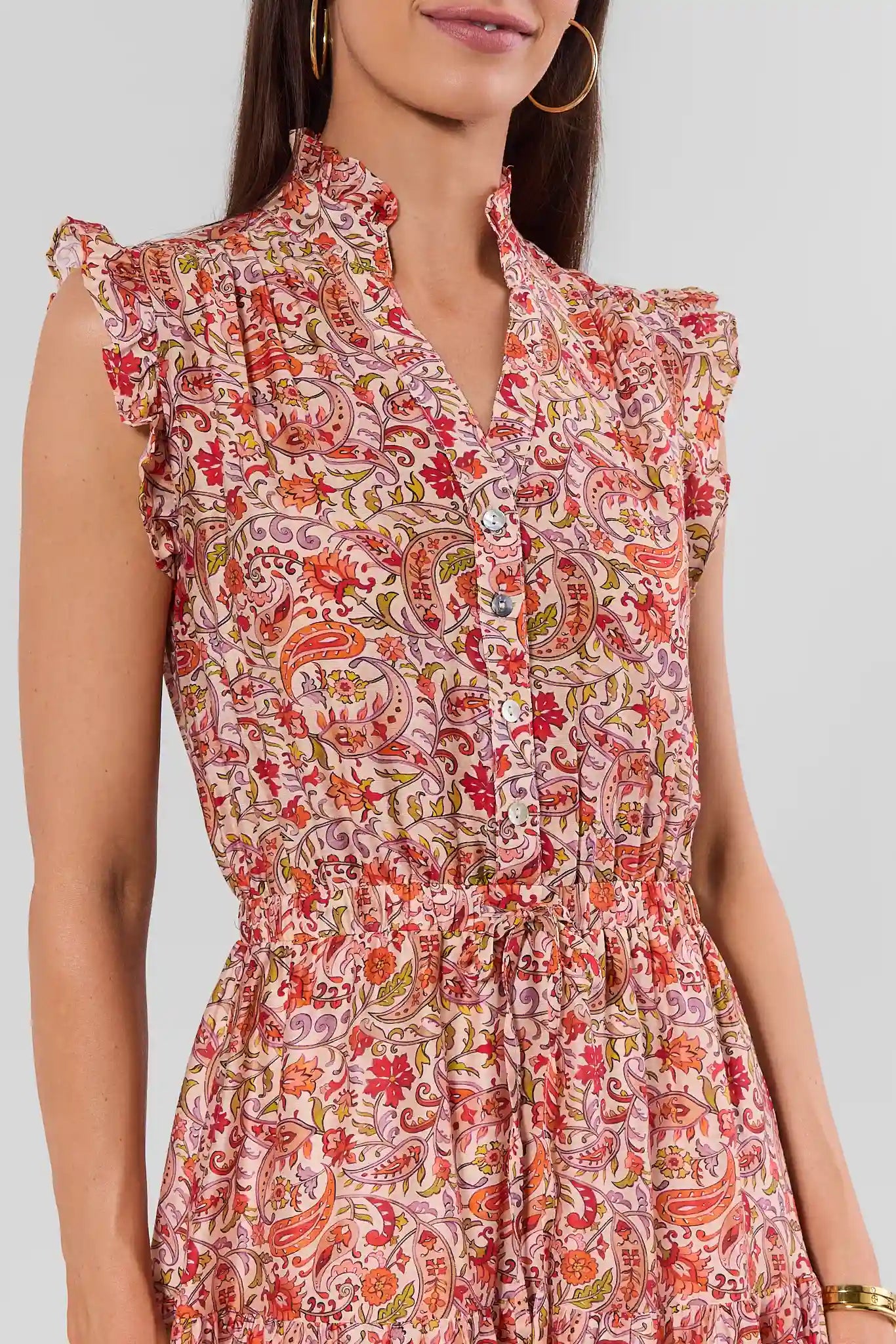 Red Paisley Printed Maxi Dress