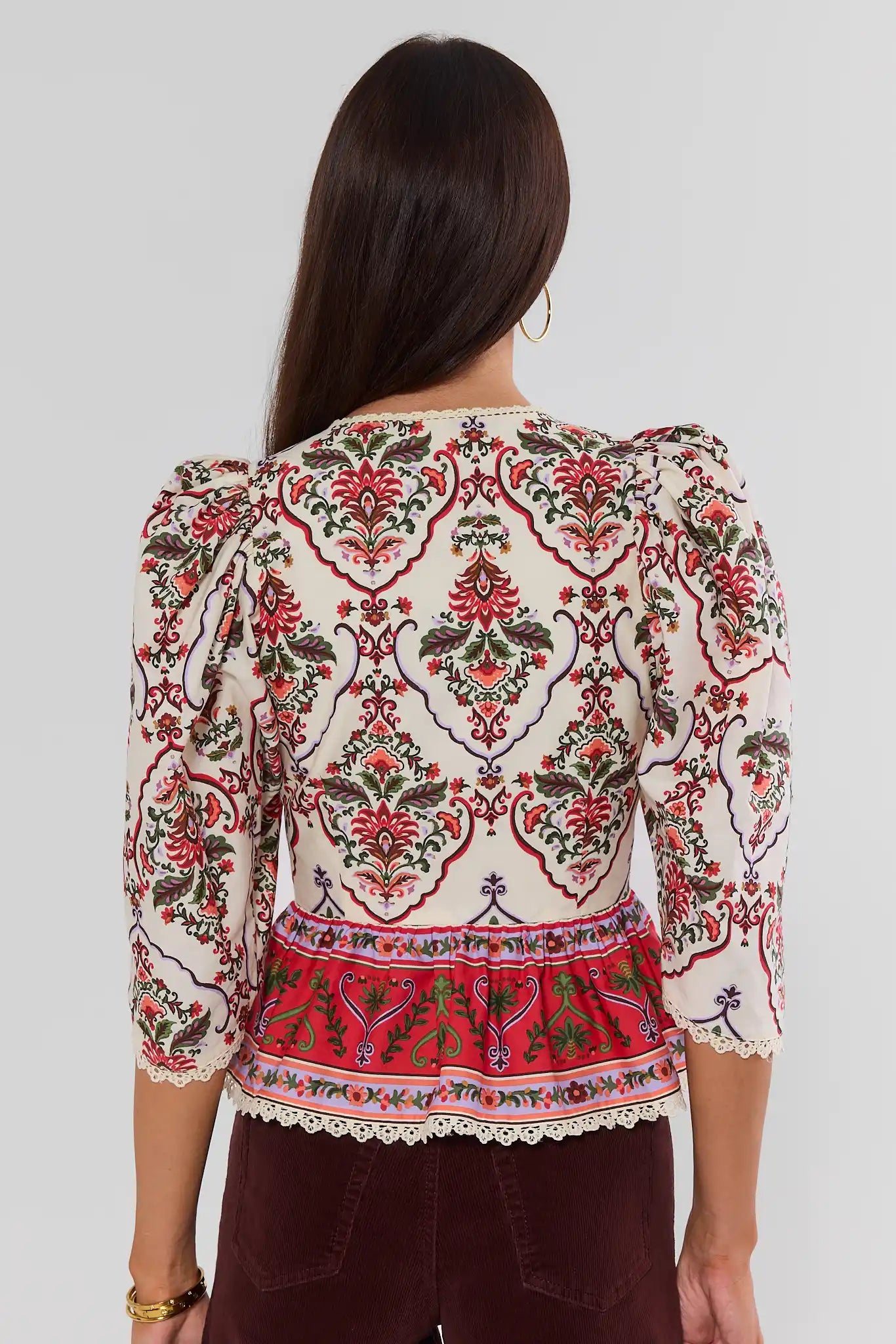 Ivory Floral Printed Peplum Top