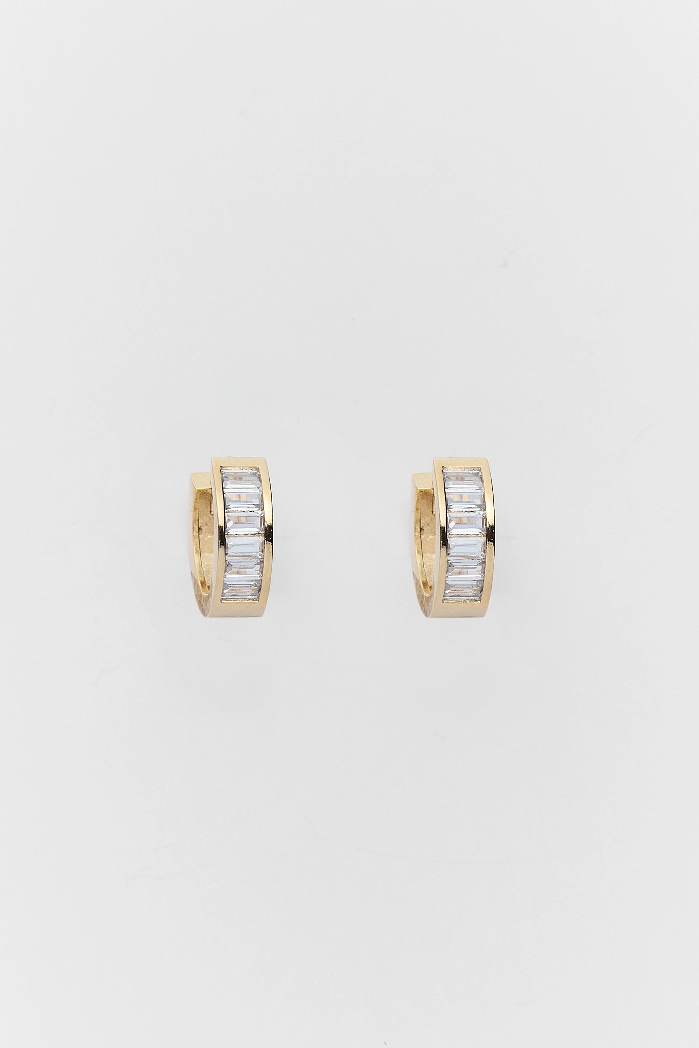 Gold Baguette Huggie Earrings
