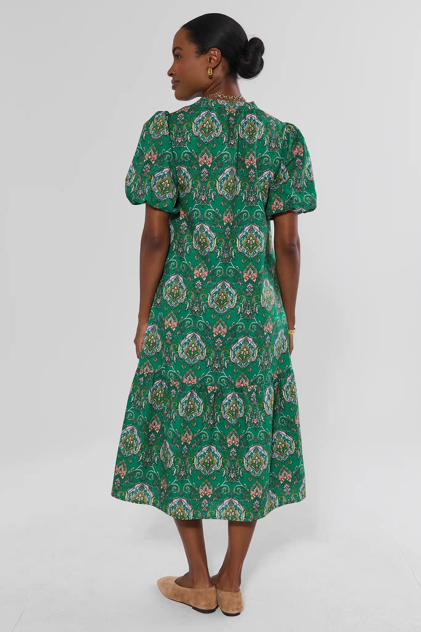 Green Multi Printed Midi Dress