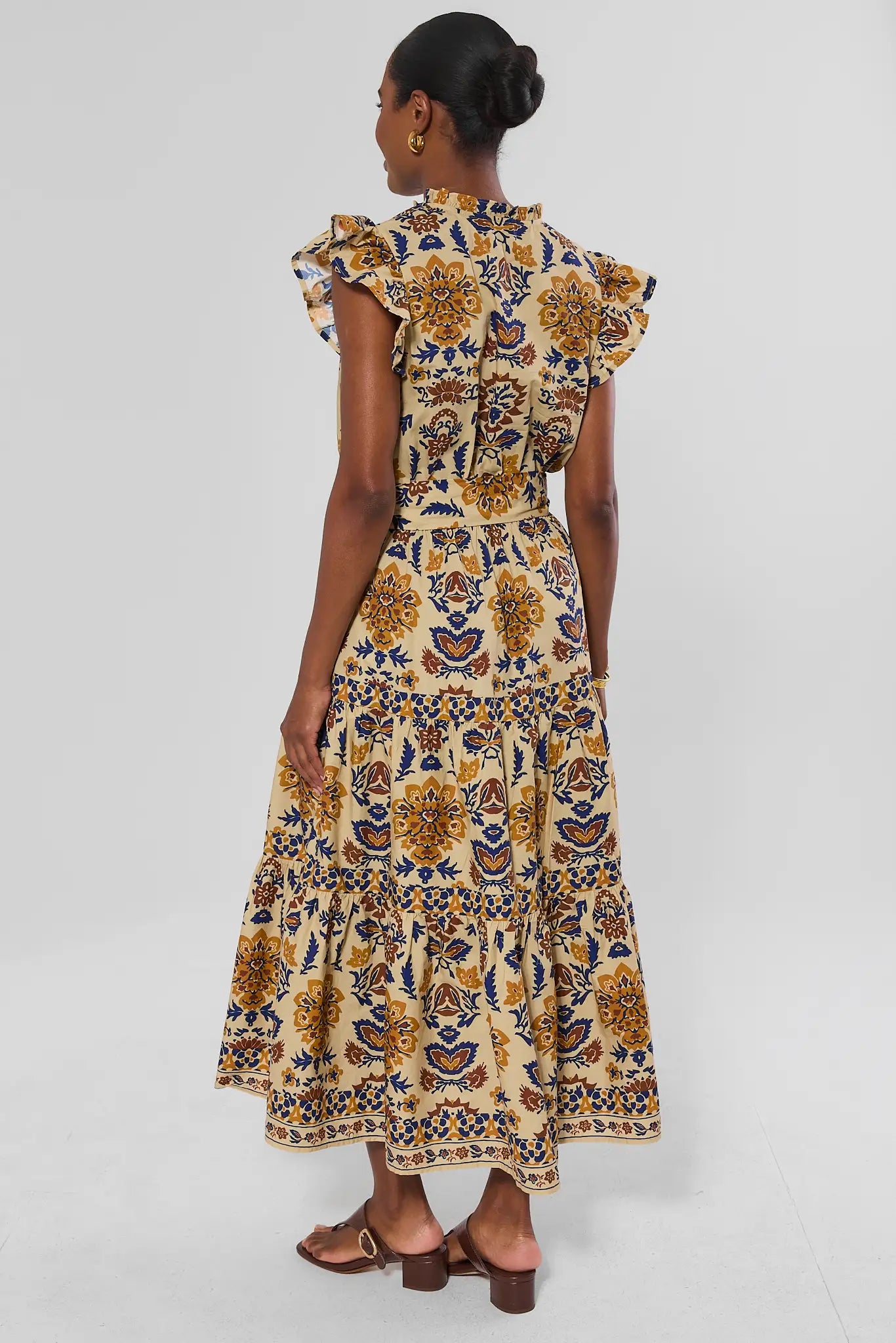 Floral Printed Flutter Sleeve Maxi Dress