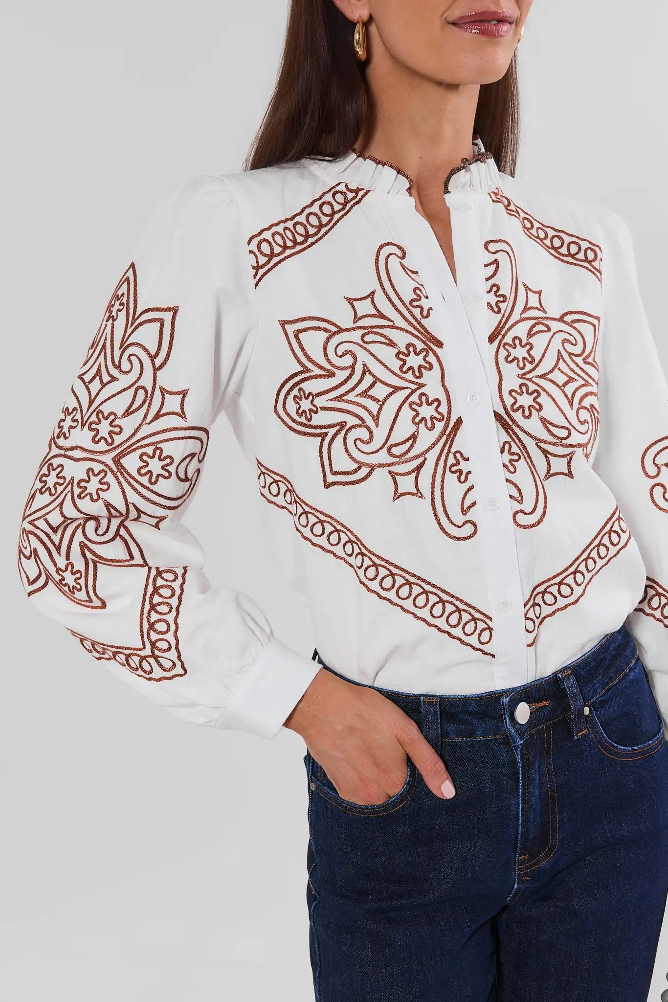 Sabrina Ivory Embroidered Top