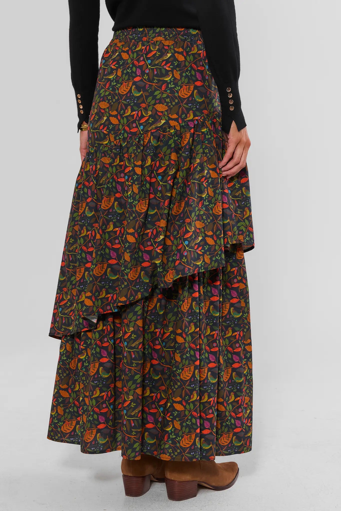Ashlyn Multi Floral Tiered Maxi Skirt