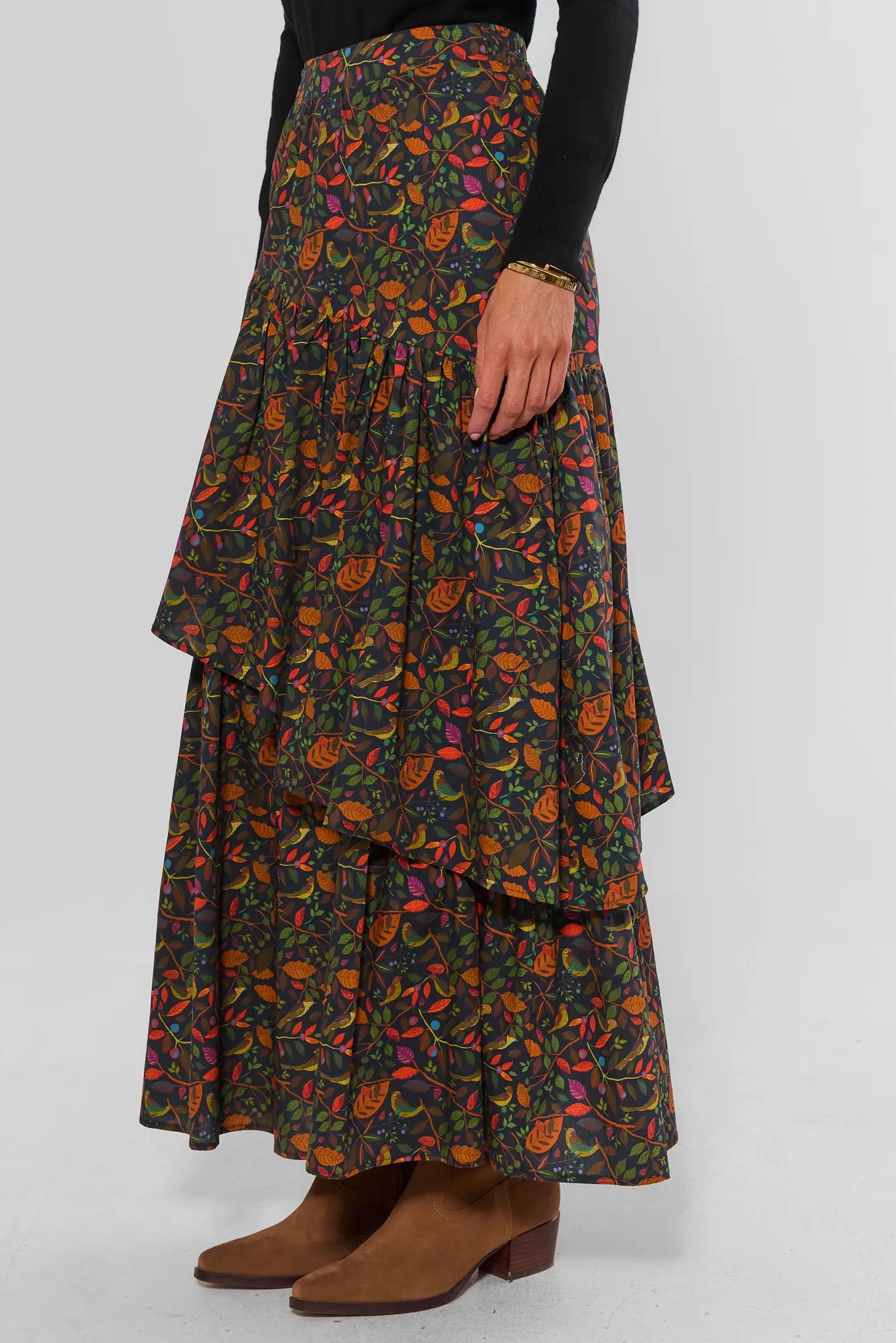 Ashlyn Multi Floral Tiered Maxi Skirt