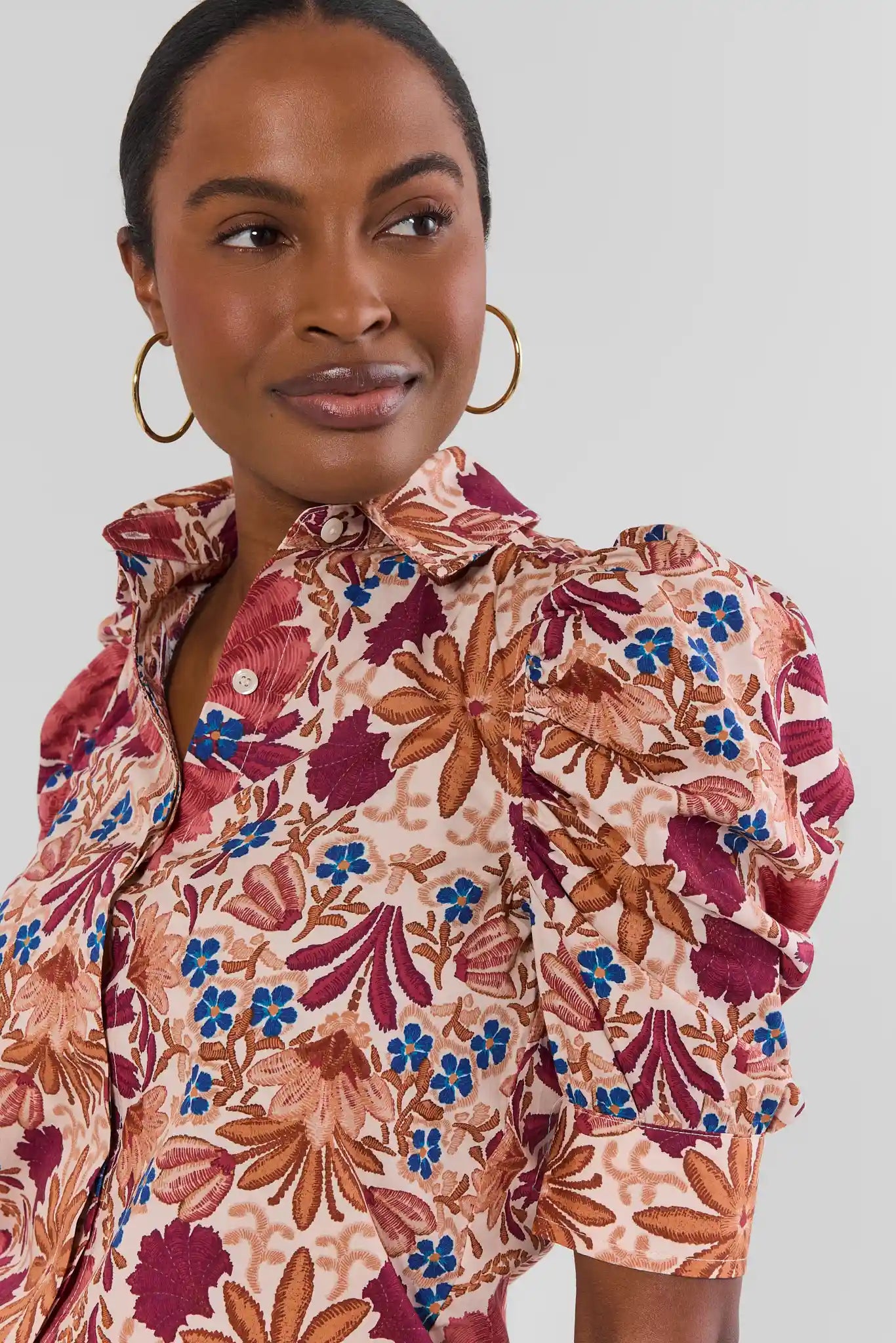 Gretchen Maroon Floral Printed Top