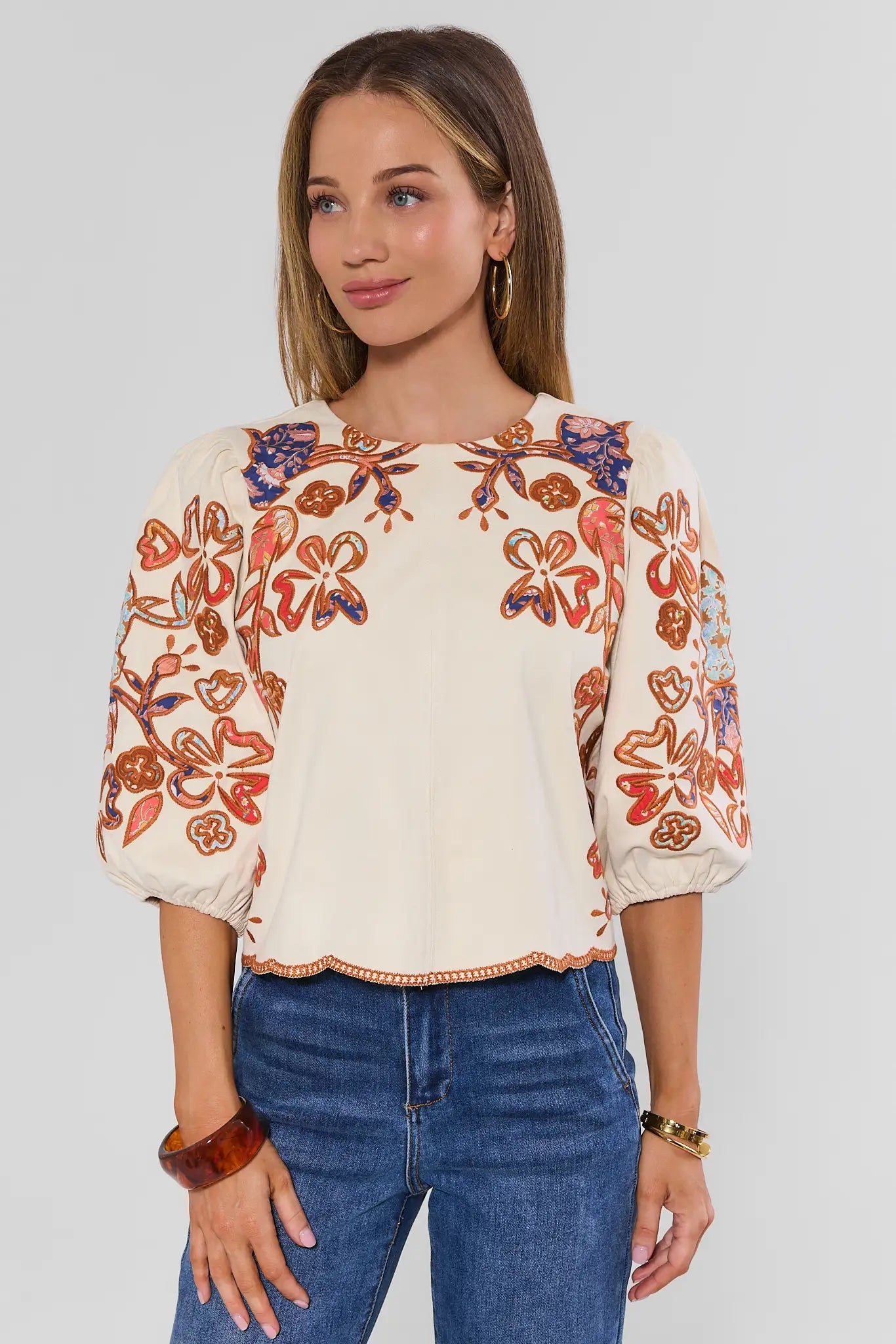 Jenna Ivory Faux Suede Top by THML