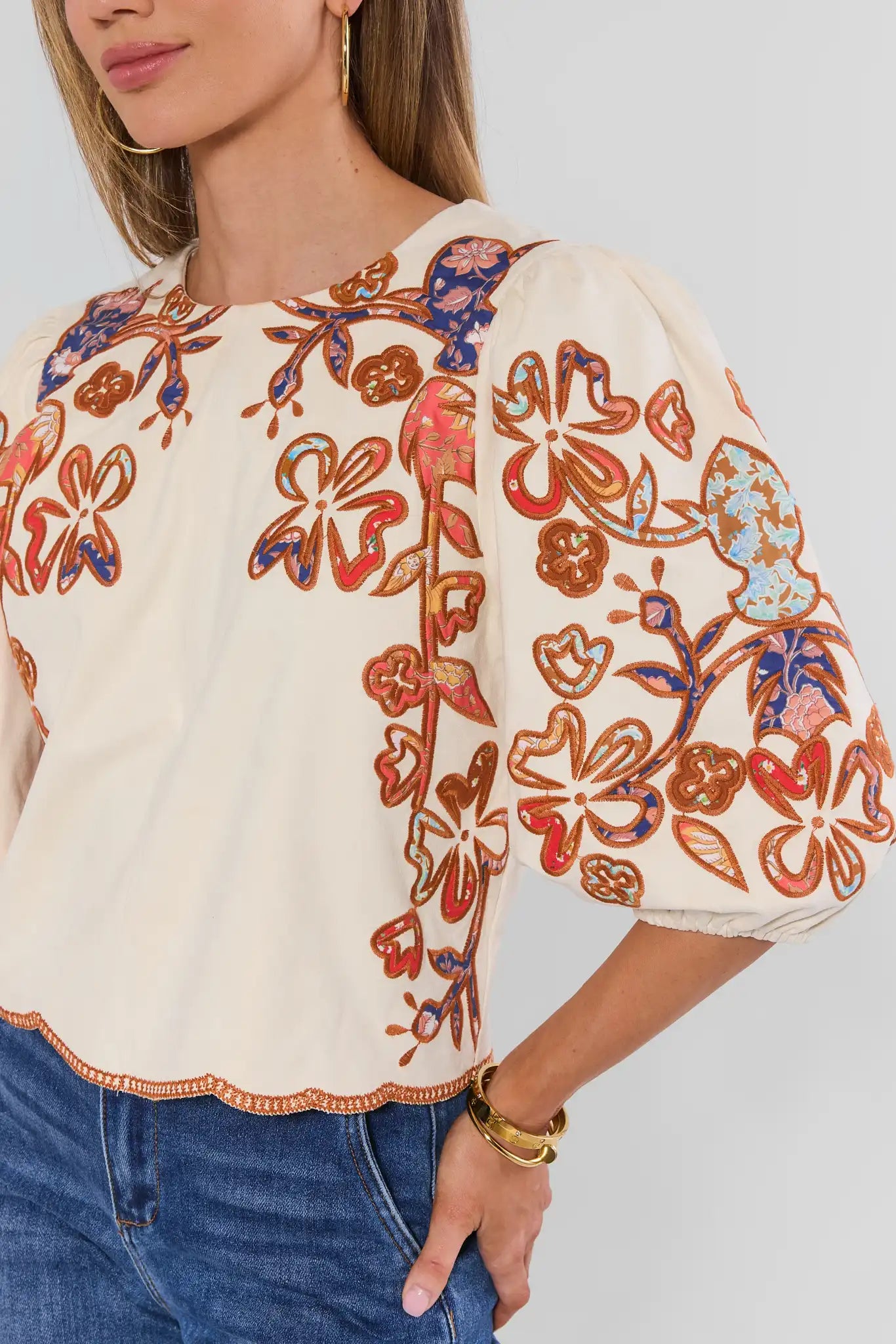 Jenna Ivory Faux Suede Top by THML