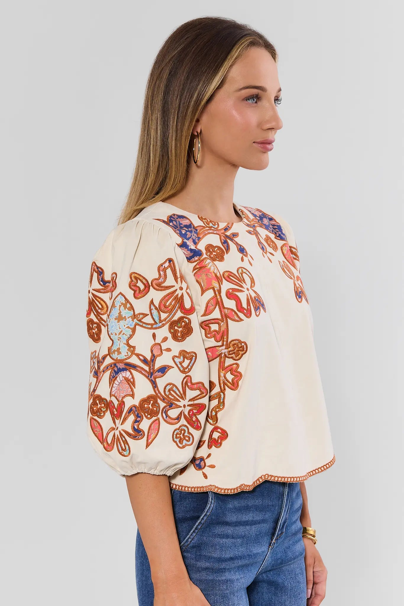 Jenna Ivory Faux Suede Top by THML