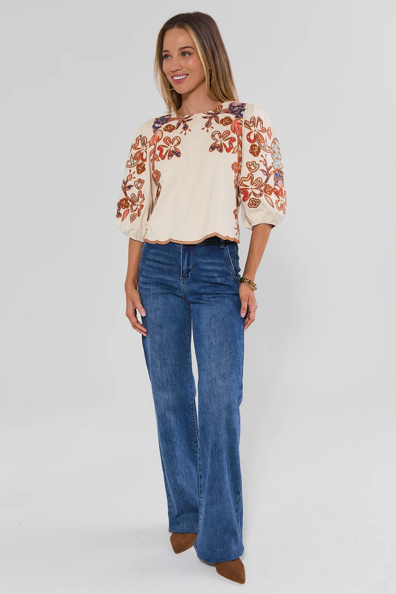 Jenna Ivory Faux Suede Top by THML