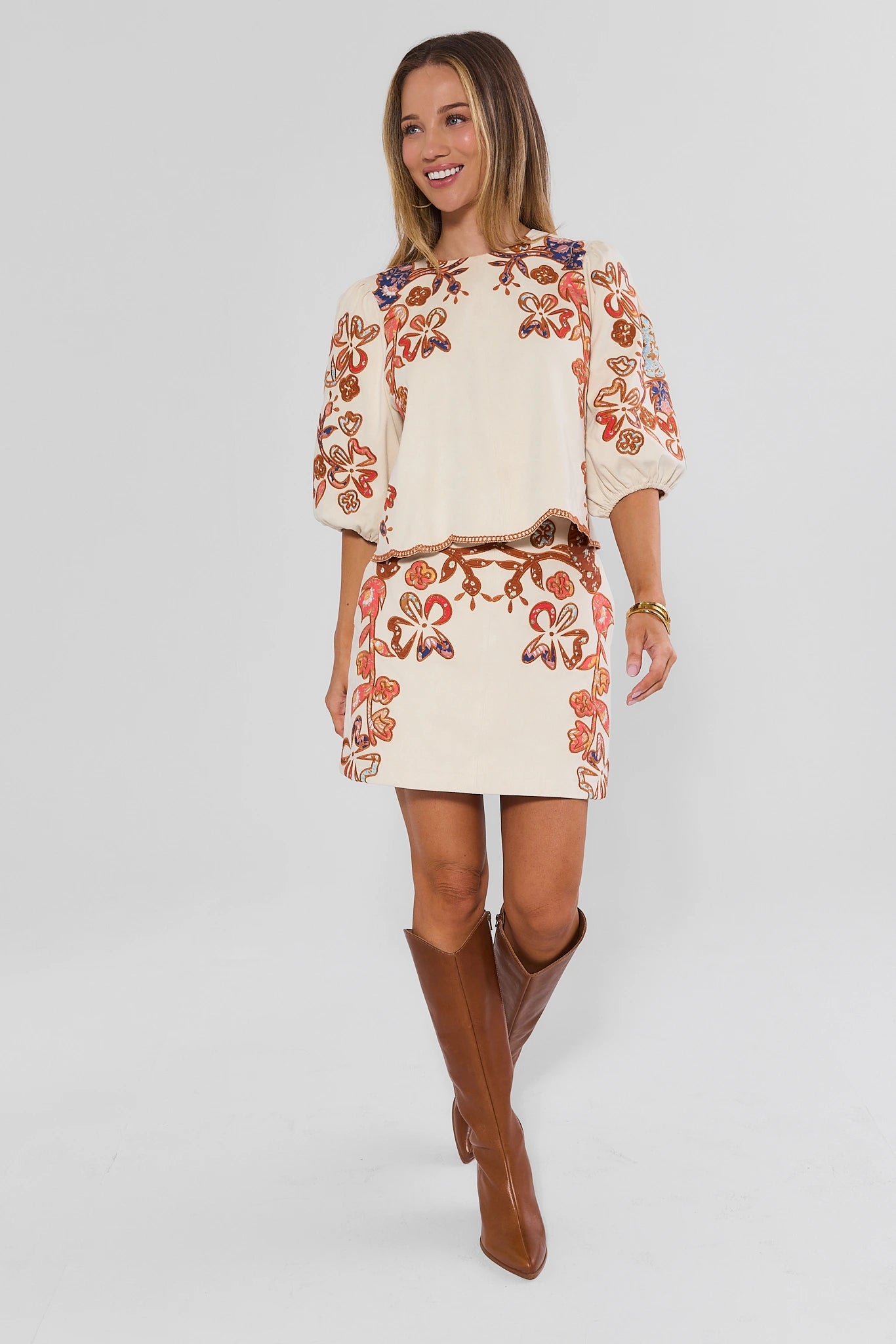 Jenna Ivory Faux Suede Skirt by THML