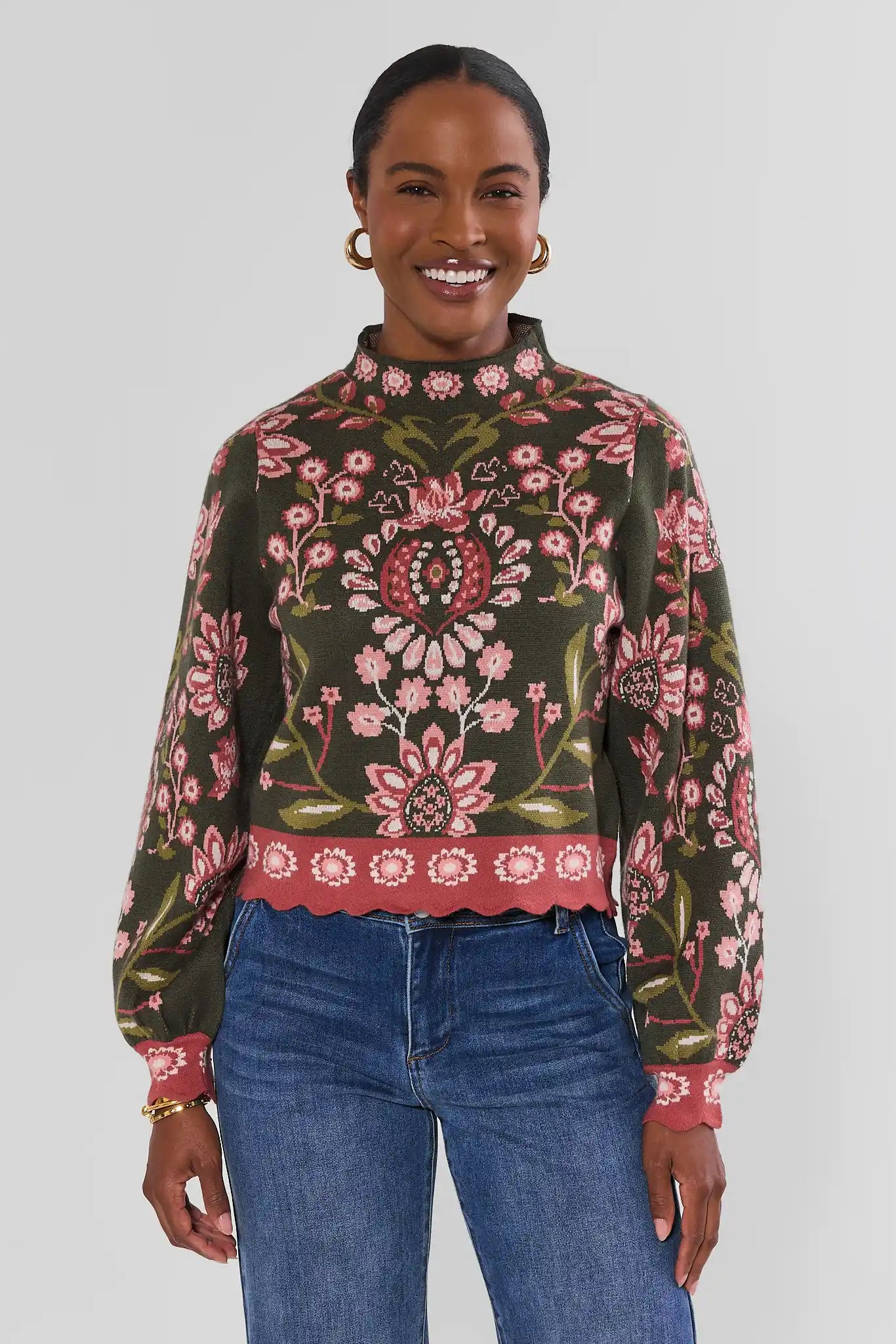 Katie Green Floral Sweater by THML