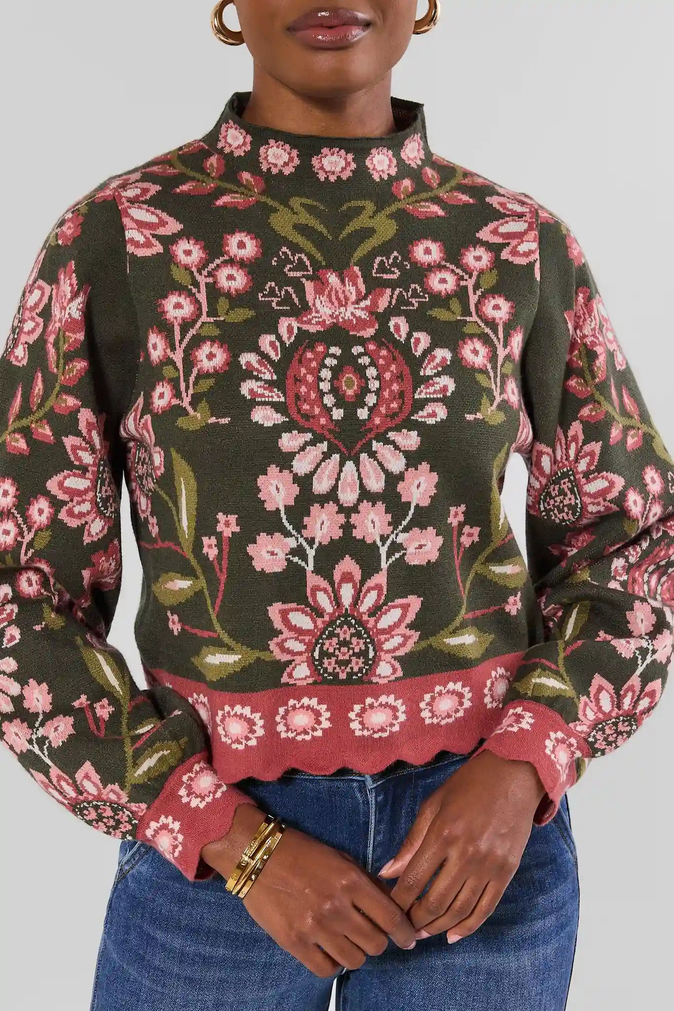 Katie Green Floral Sweater by THML