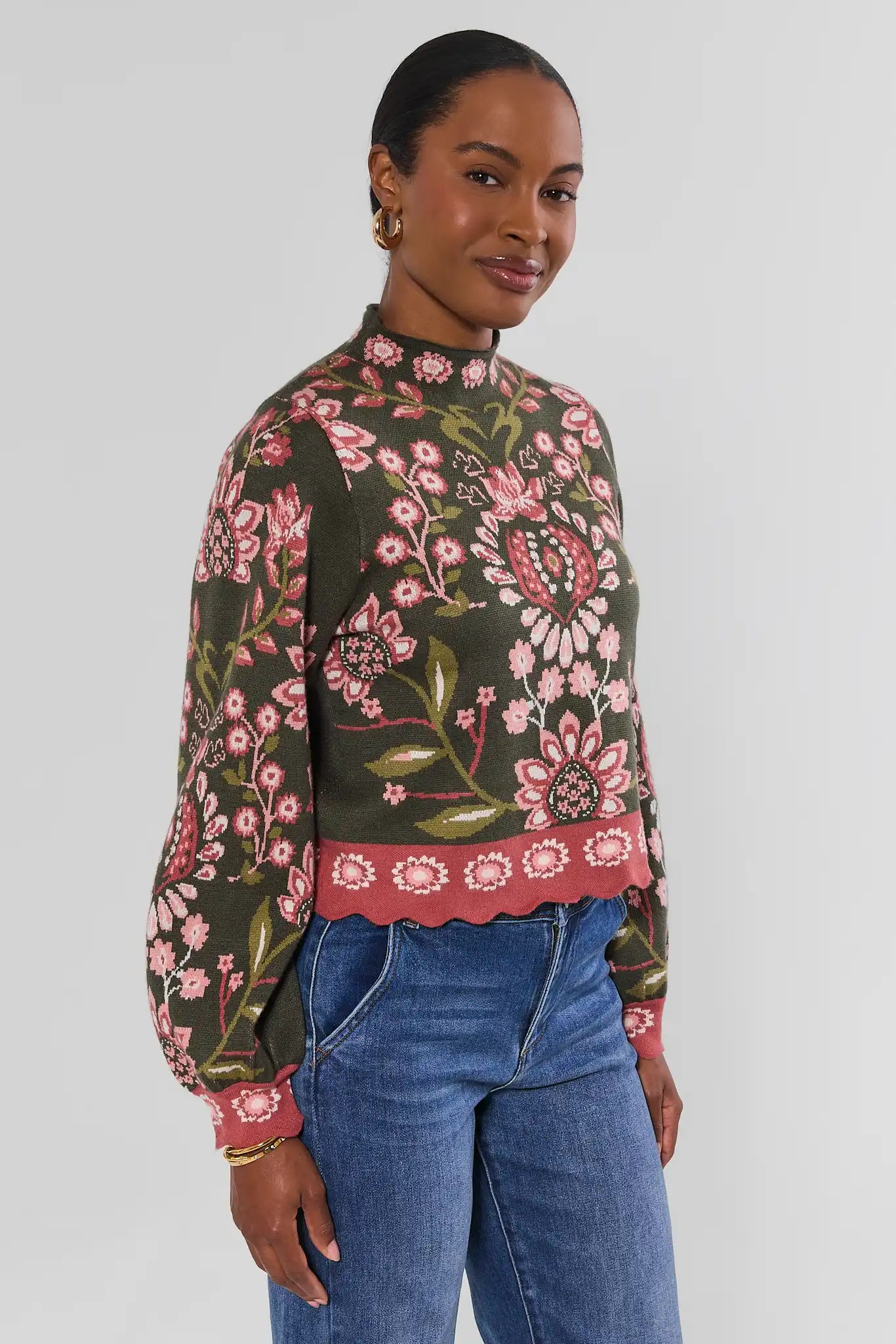 Katie Green Floral Sweater by THML