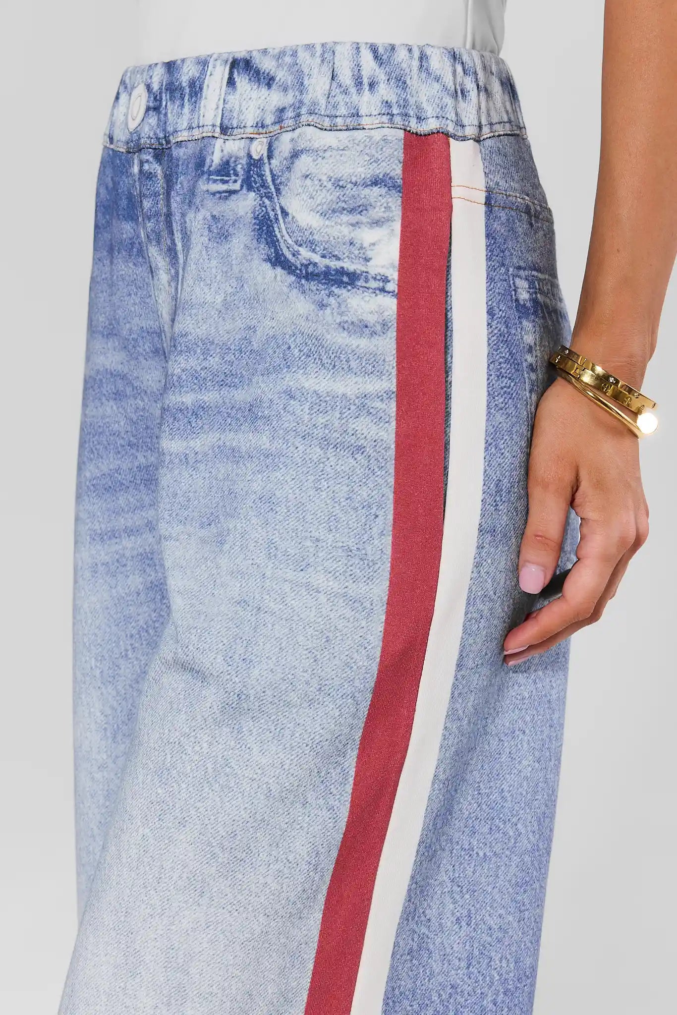 Maeve Red Stripe Wide Leg Track Pants