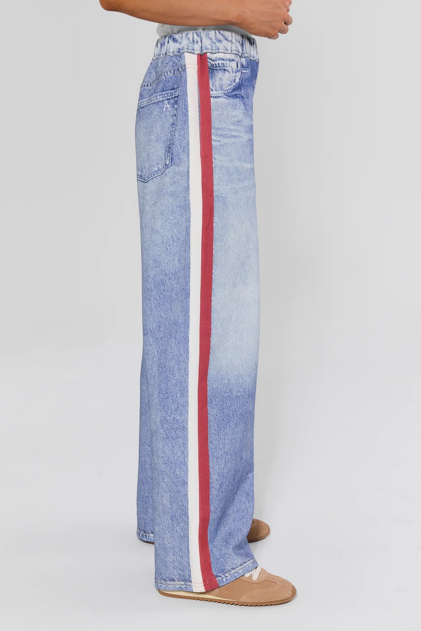 Maeve Red Stripe Wide Leg Track Pants