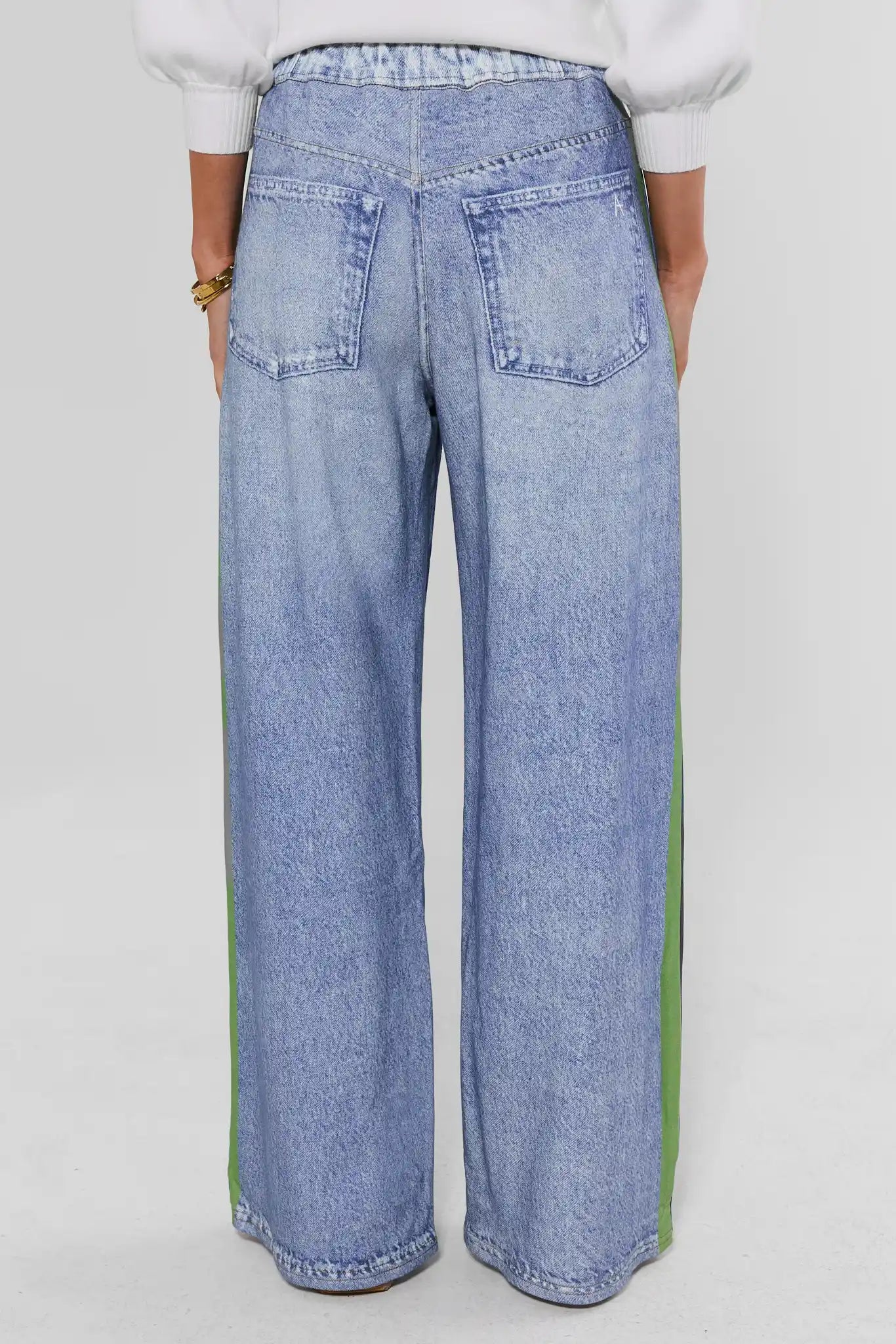 Maeve Green Stripe Wide Leg Track Pants