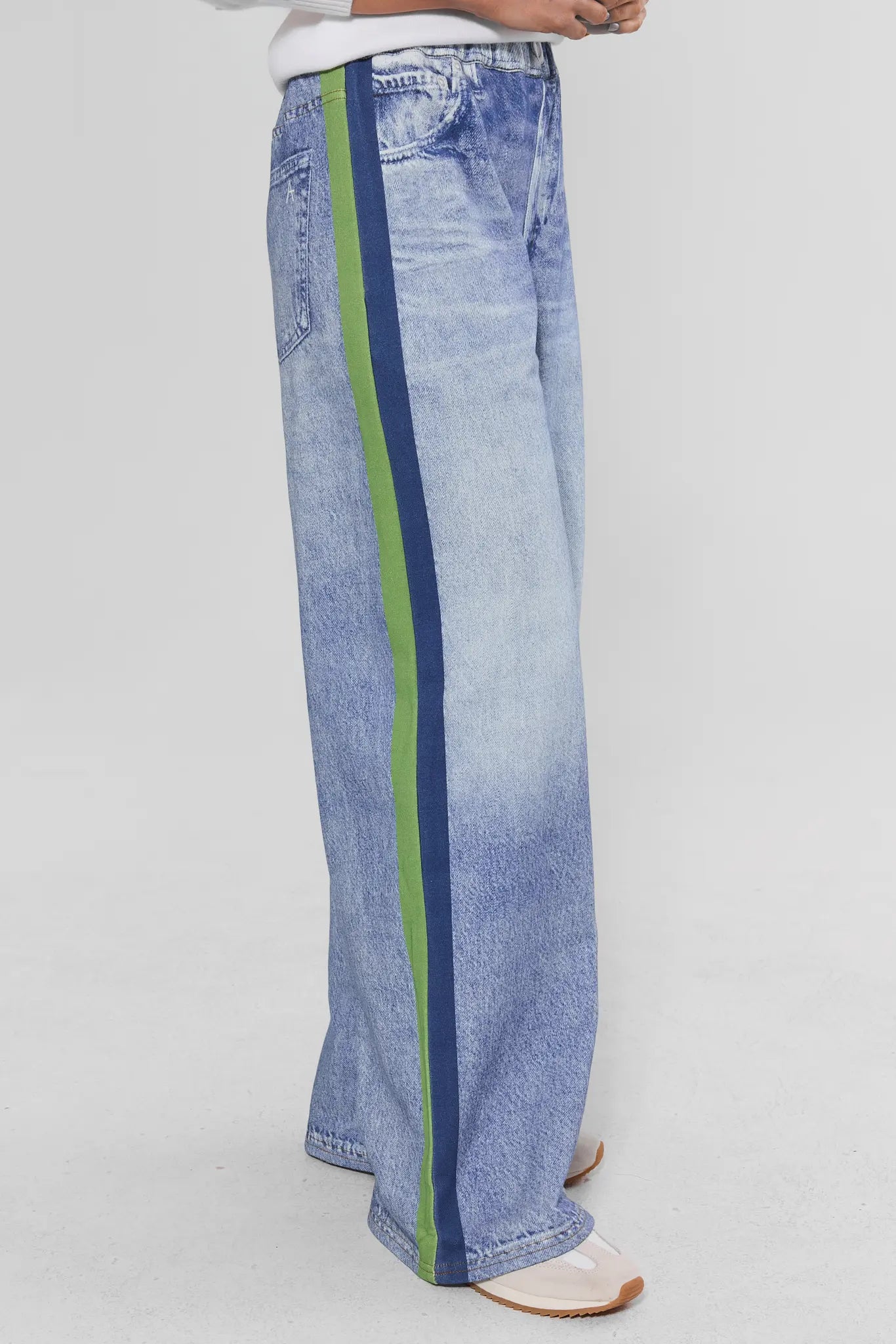 Maeve Green Stripe Wide Leg Track Pants