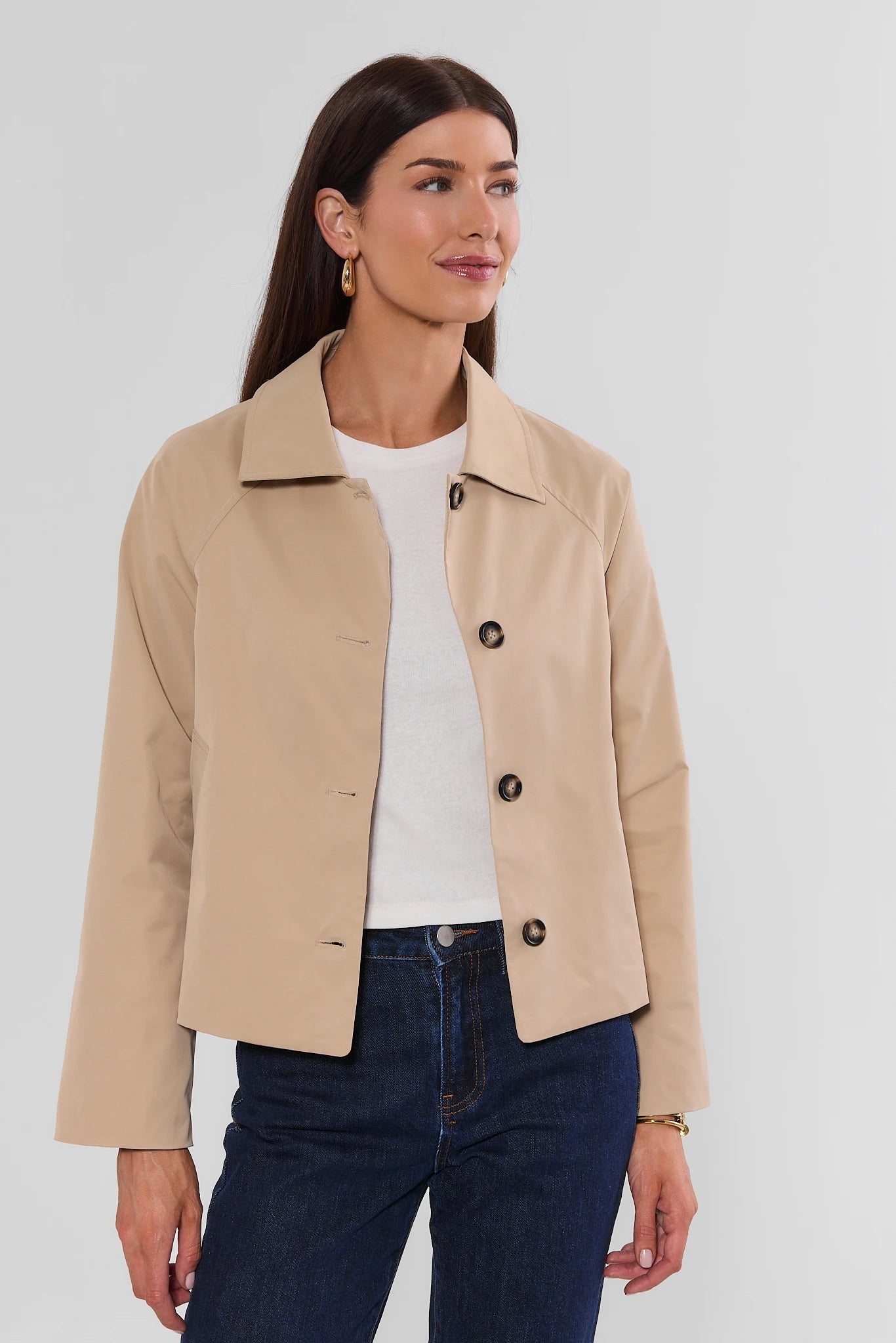 Tan Short Trench Jacket