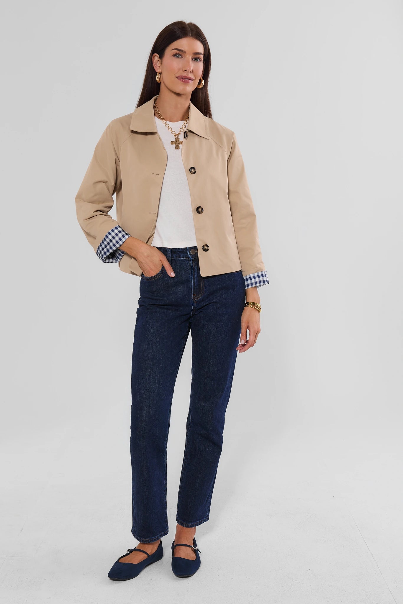 Tan Short Trench Jacket