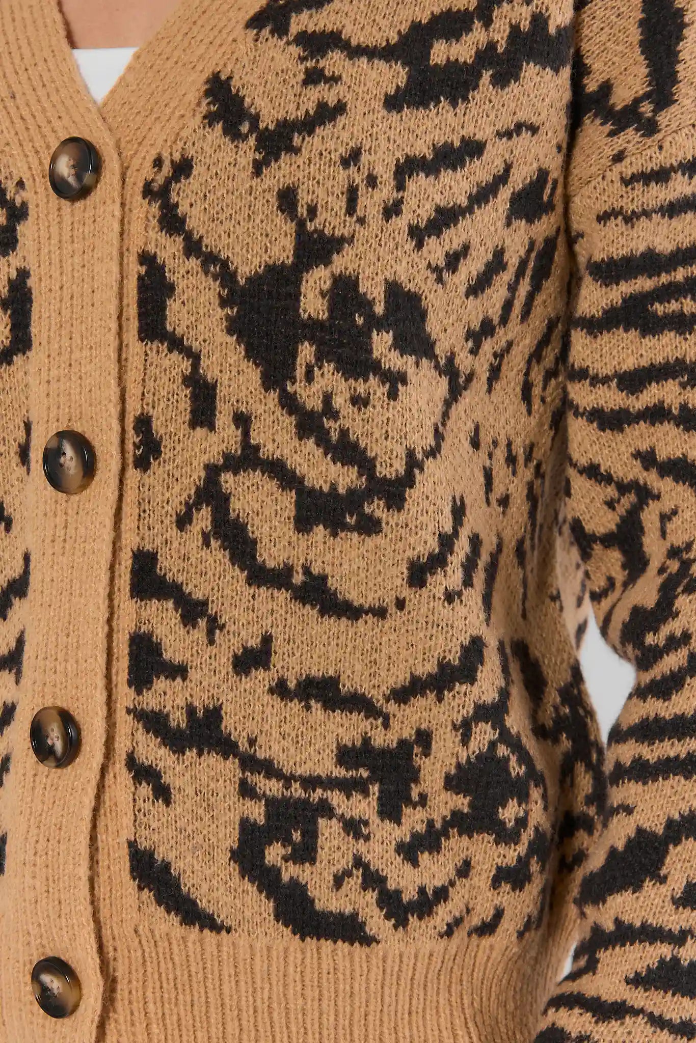 Tan Tiger Button Up Cardigan