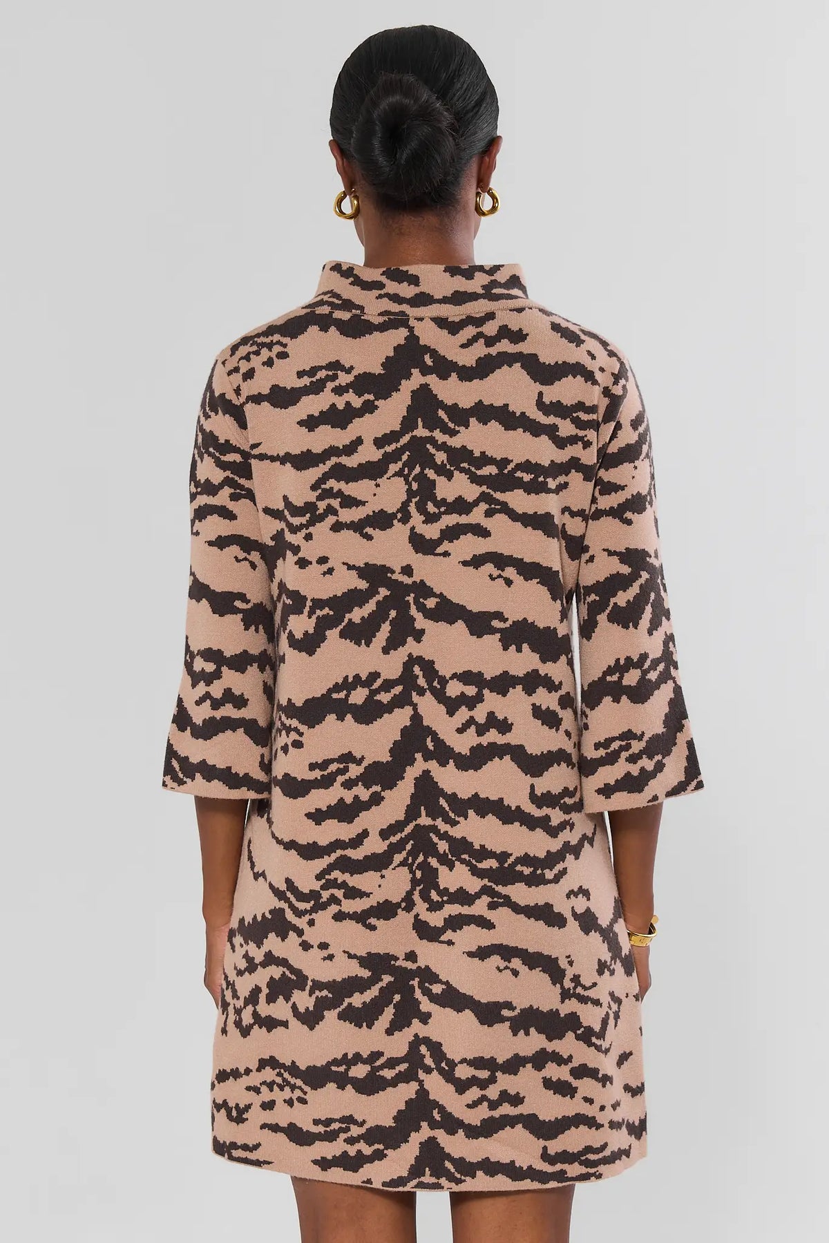 Jackie Tan Animal Print Knit Short Dress