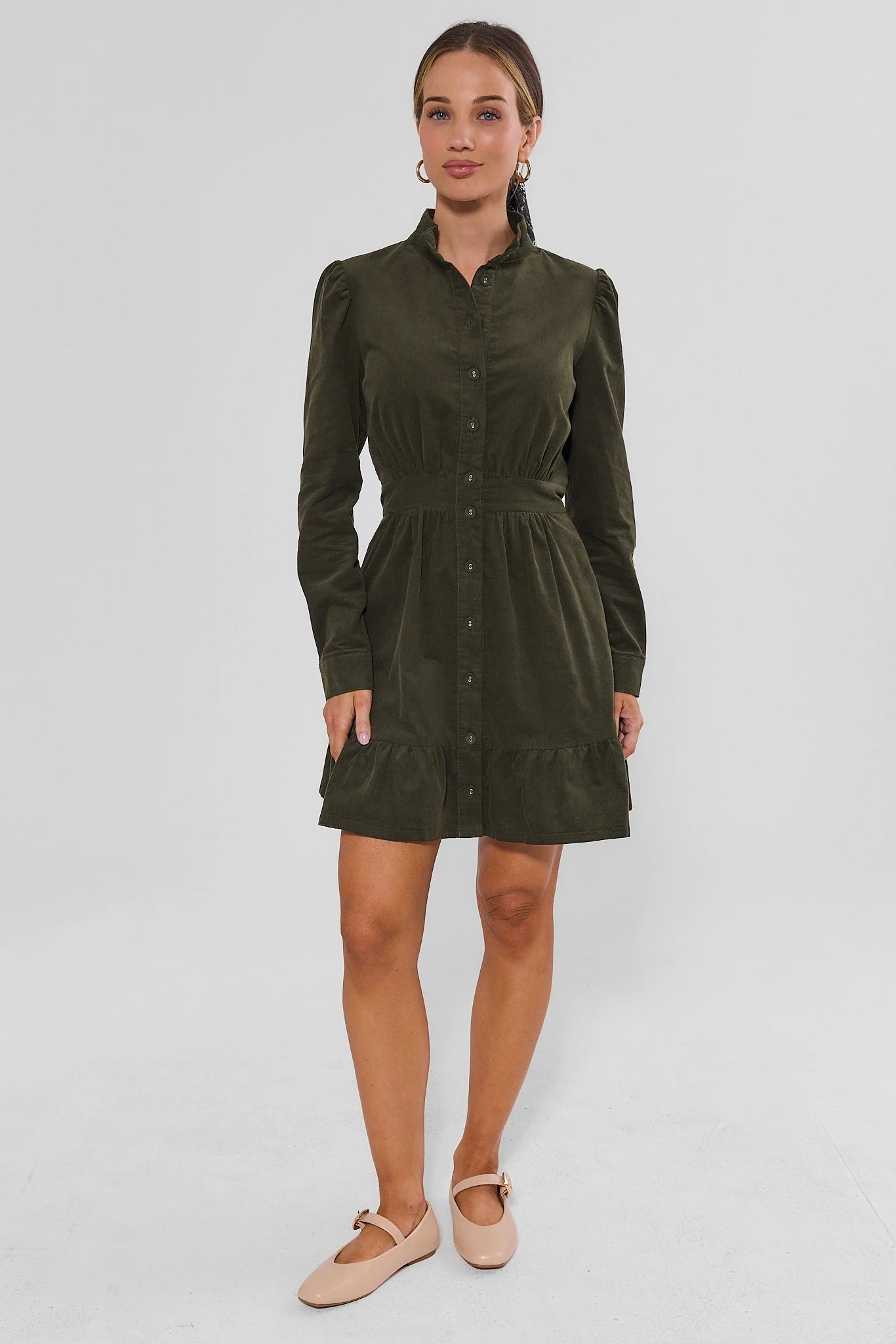 Elizabeth Green Corduroy Short Dress