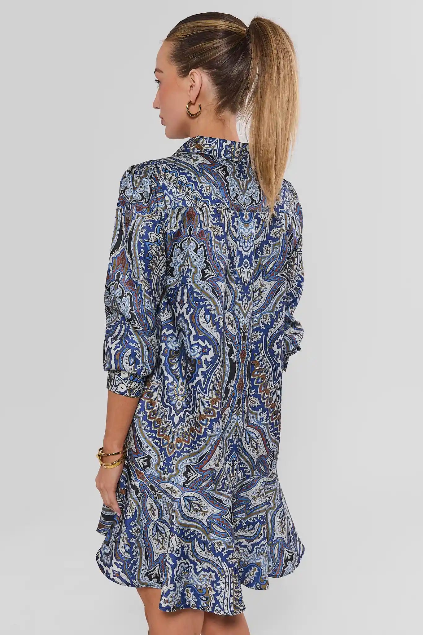 Meagan Blue Paisley Drop Waist Dress