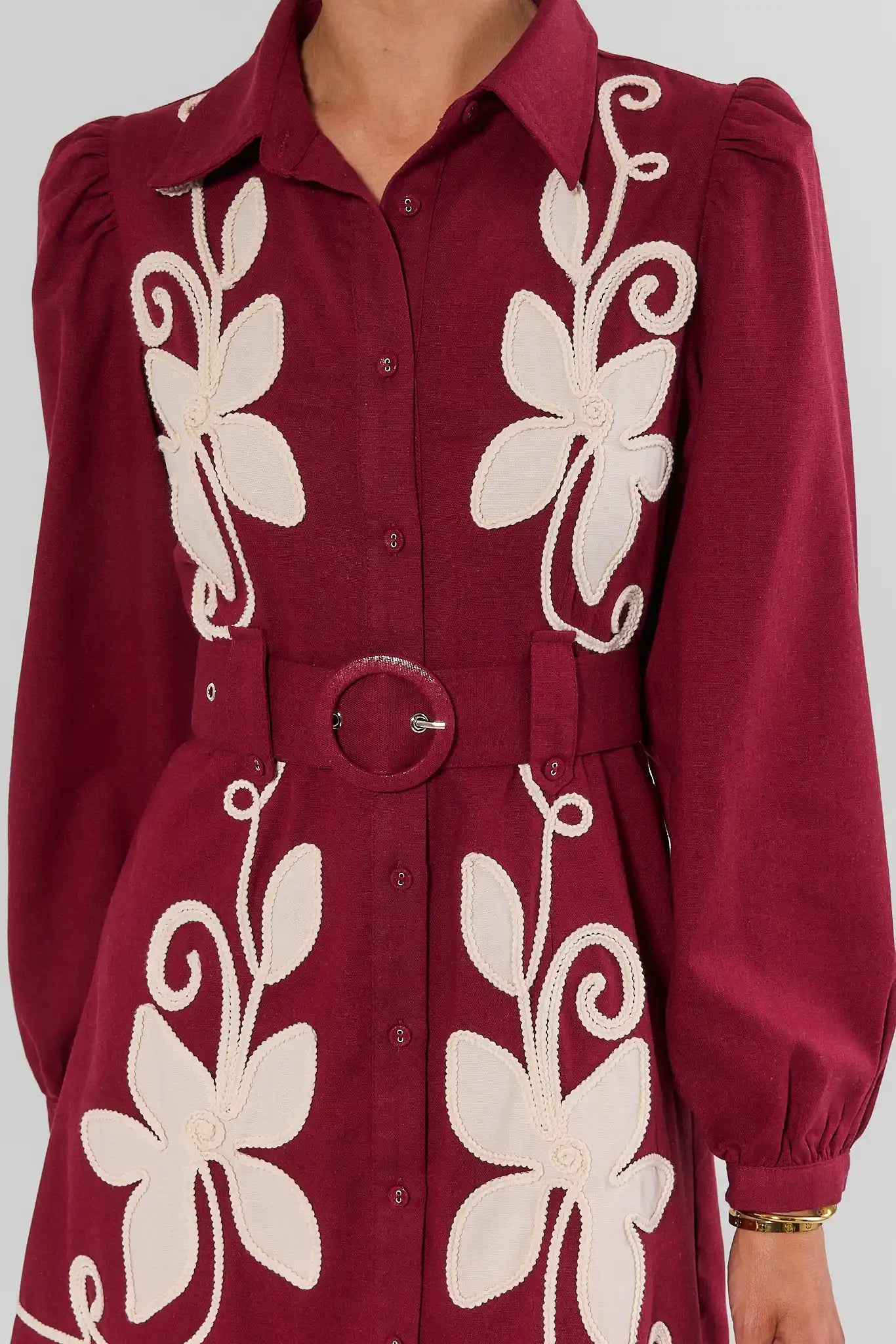 Margot Burgundy Embroidered Dress