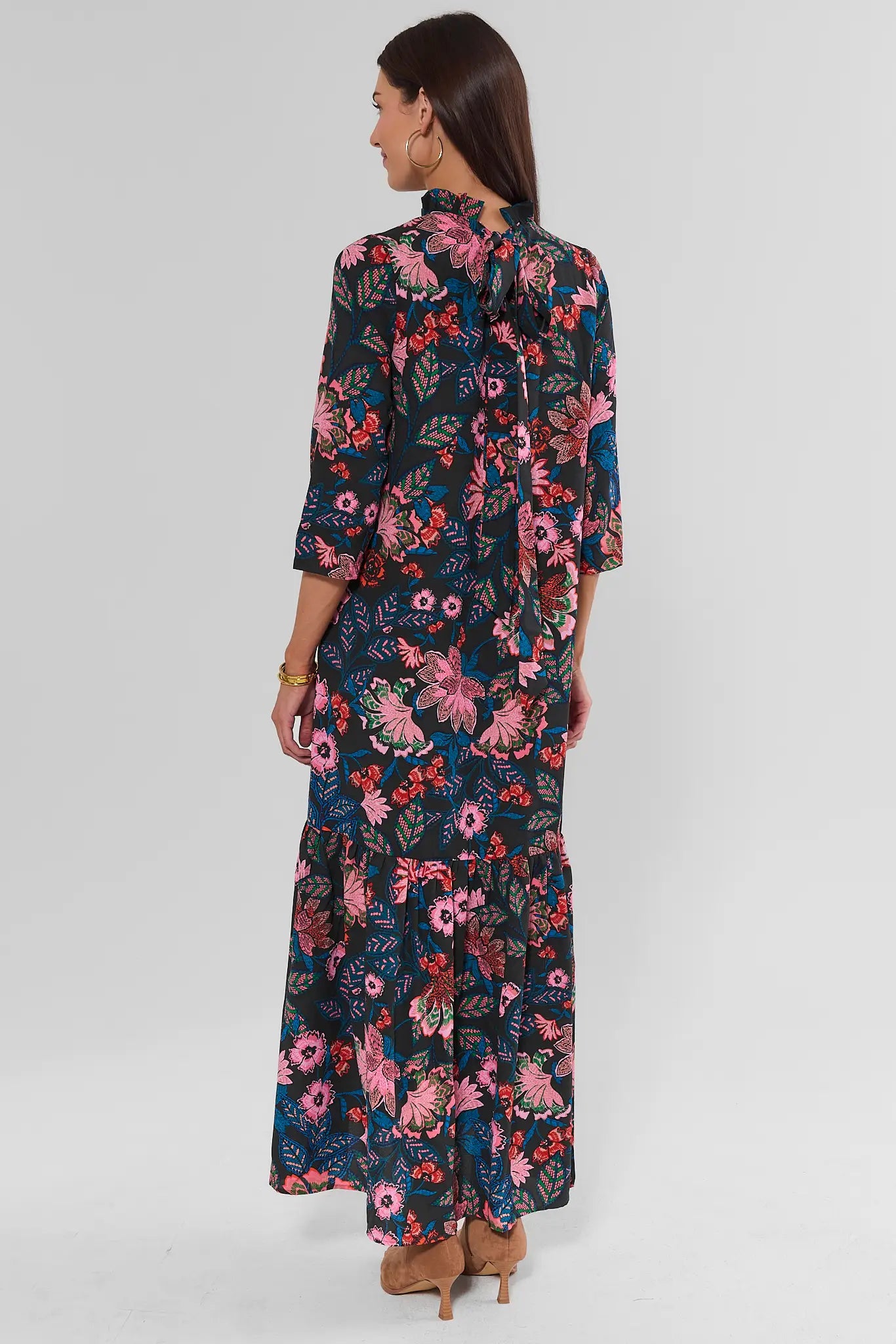 Andrea Navy Floral Printed Maxi Dress