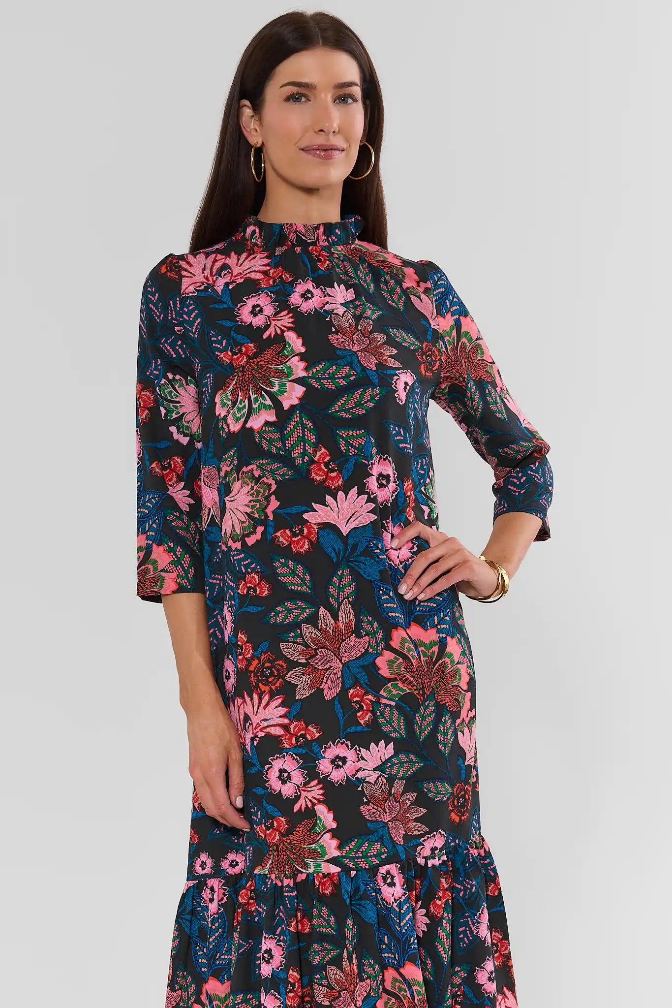 Andrea Navy Floral Printed Maxi Dress