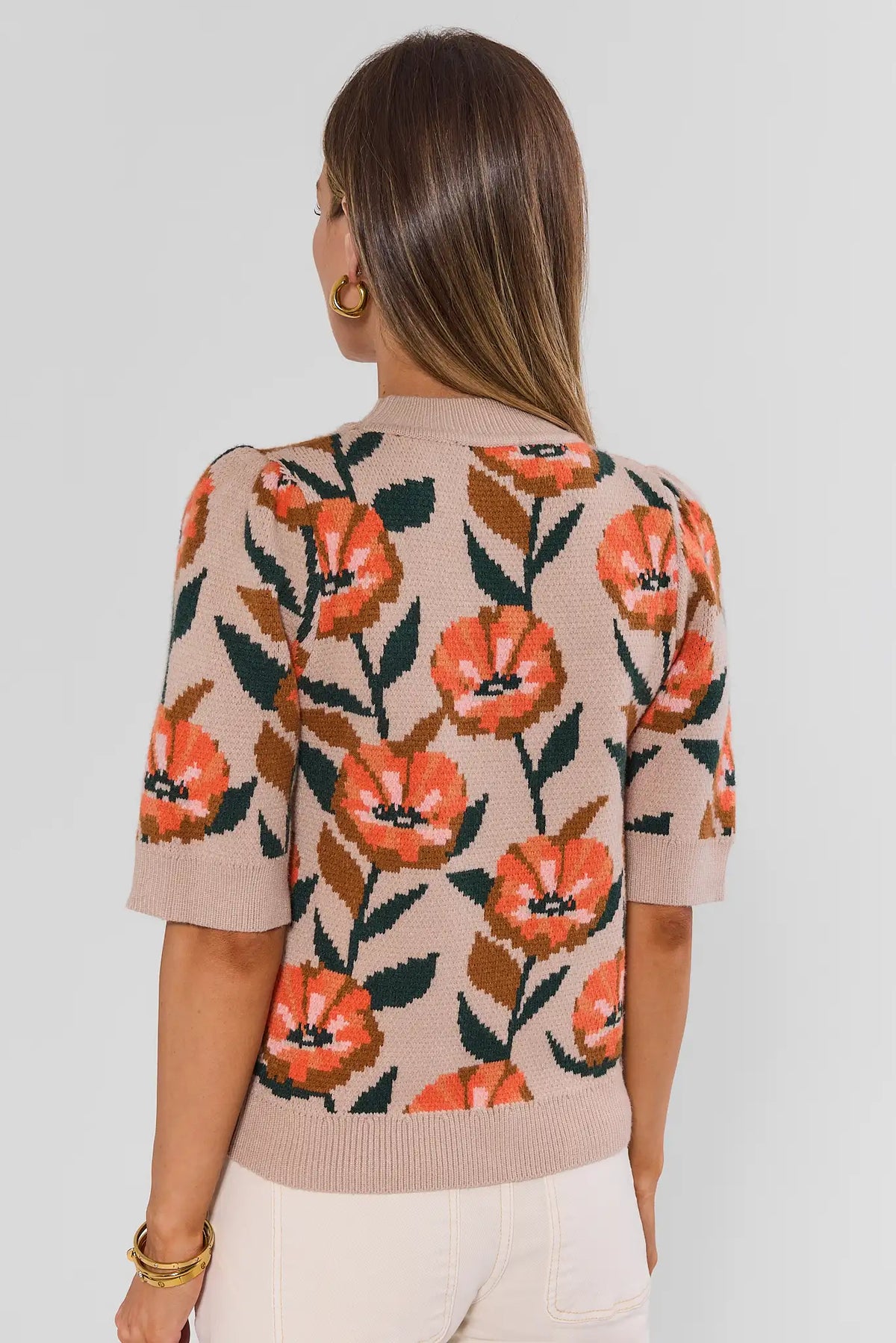 Beige Floral Printed Knit Top by THML | Avara